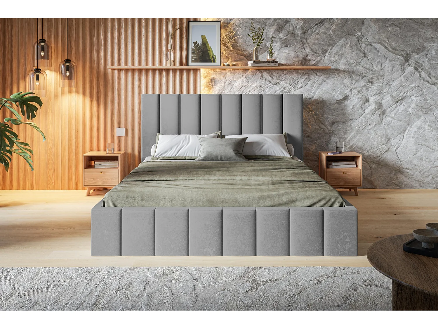 Lit 120x200 - Lit Coffre de Rangement Moderne - Cadre en Métal - Modern Betten Jasmin doux - Collection Toledo - Gris