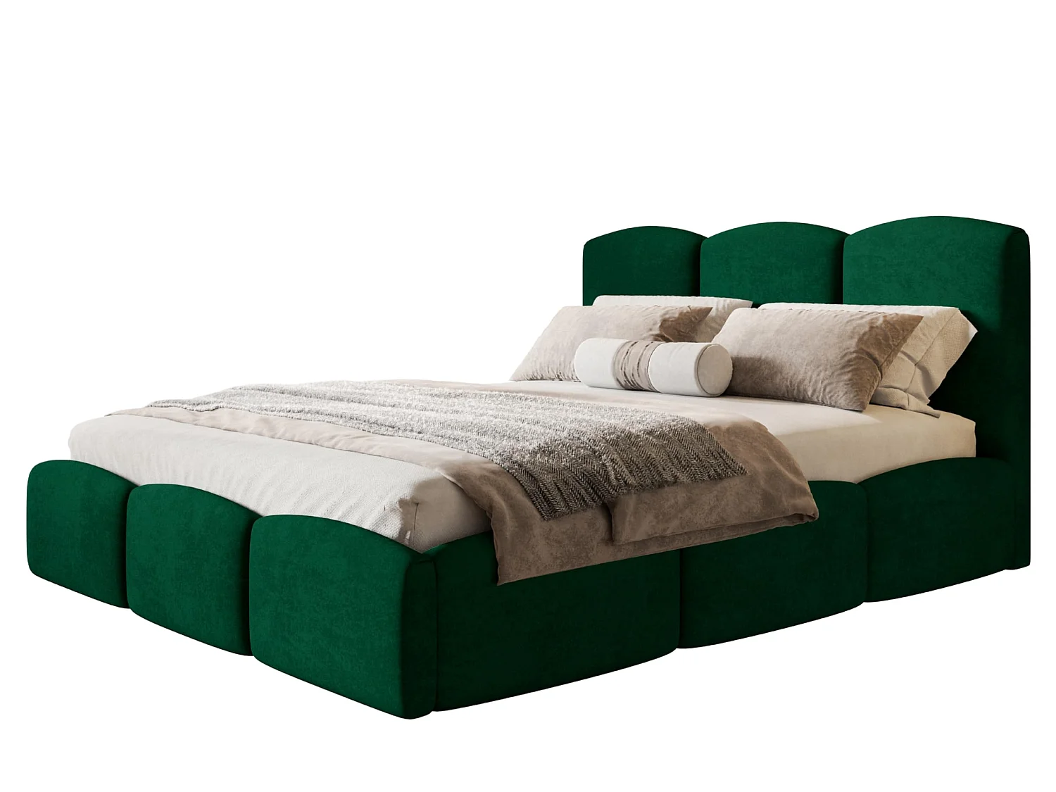 Lit 120x200 - Lit Coffre de Rangement Moderne - Cadre en Bois - Tissu Kronos Lisse - Collection Zoya - Vert