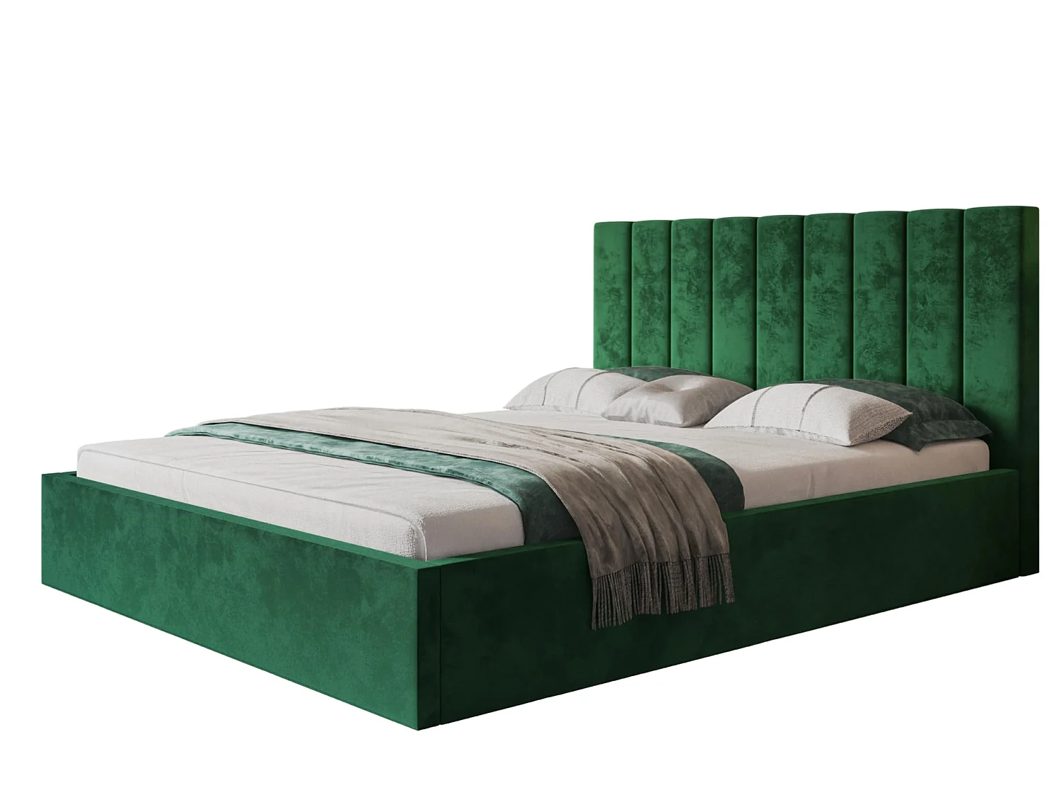 Lit 120x200 - Lit Coffre de Rangement Moderne - Cadre en Métal - Modern Betten Kronos Lisse -Collection Sapporo - Vert