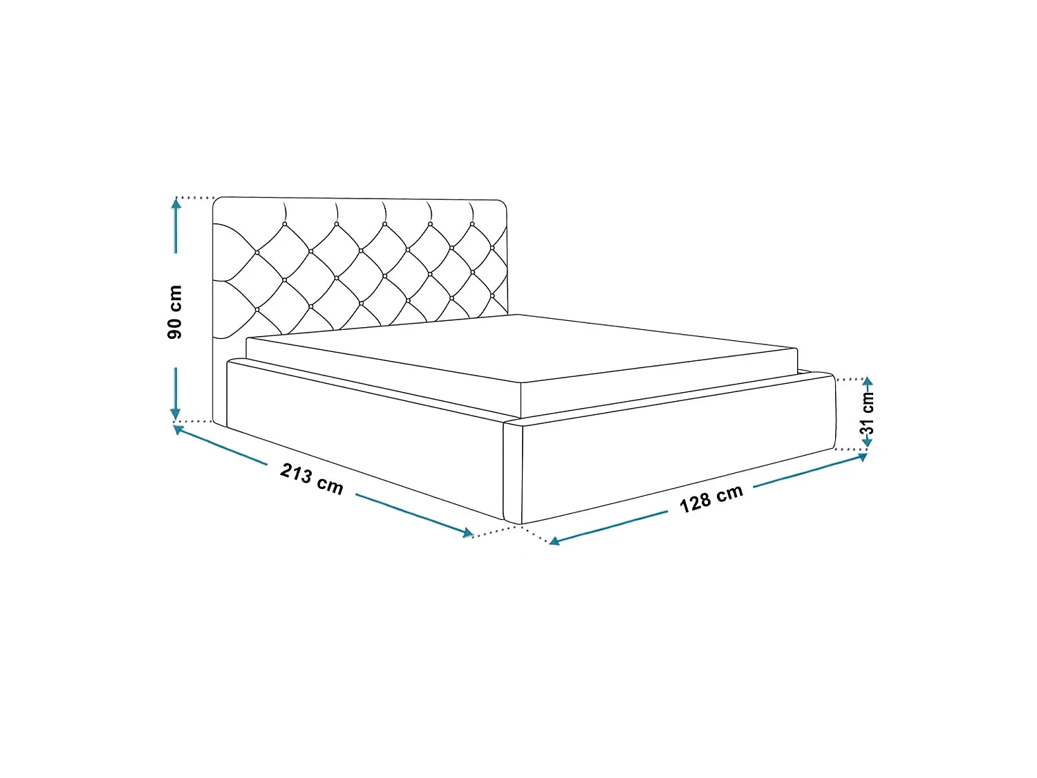 Lit 120x200 - Lit Coffre de Rangement Moderne - Cadre en Métal - Tissu Jasmin Doux - Collection Boston - Gris