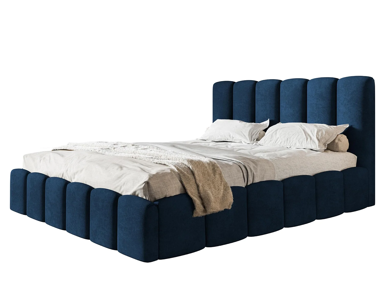 Lit 120x200 - Lit Coffre de Rangement Moderne - Cadre en Bois - Modern Betten Kronos Lisse -Collection Lucy - Bleu