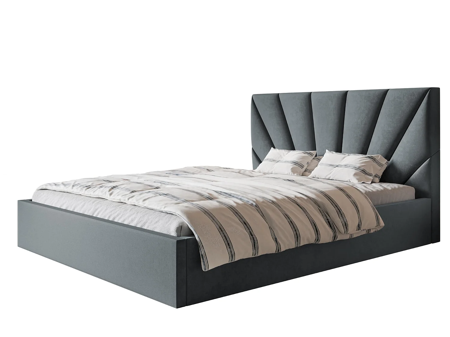 Lit 120x200 - Lit Coffre de Rangement Moderne - Cadre en Métal - Tissu lisse kronos - Collection Denver, Gris foncé