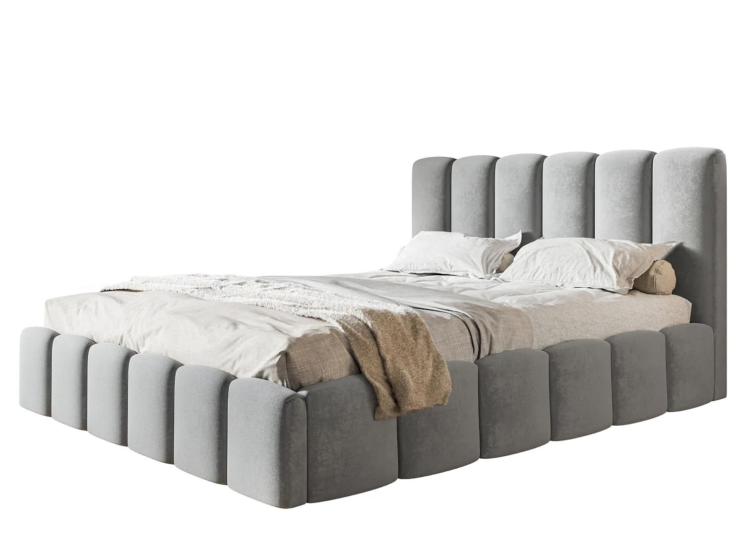 Lit 140x200 - Lit Coffre de Rangement Moderne - Cadre en Bois - Modern Betten Jasmin doux - Collection Lucy - Gris