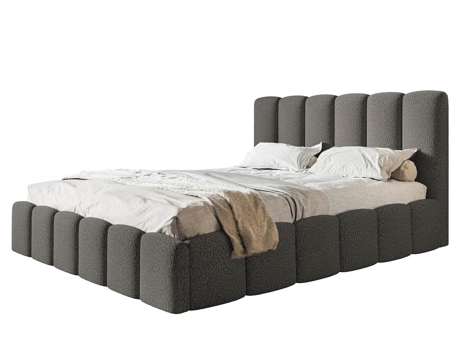 Lit 120x200 - Lit Coffre de Rangement Moderne - Cadre en Métal - Modern Betten Élégant Catch Me -Collection Lucy - Gris