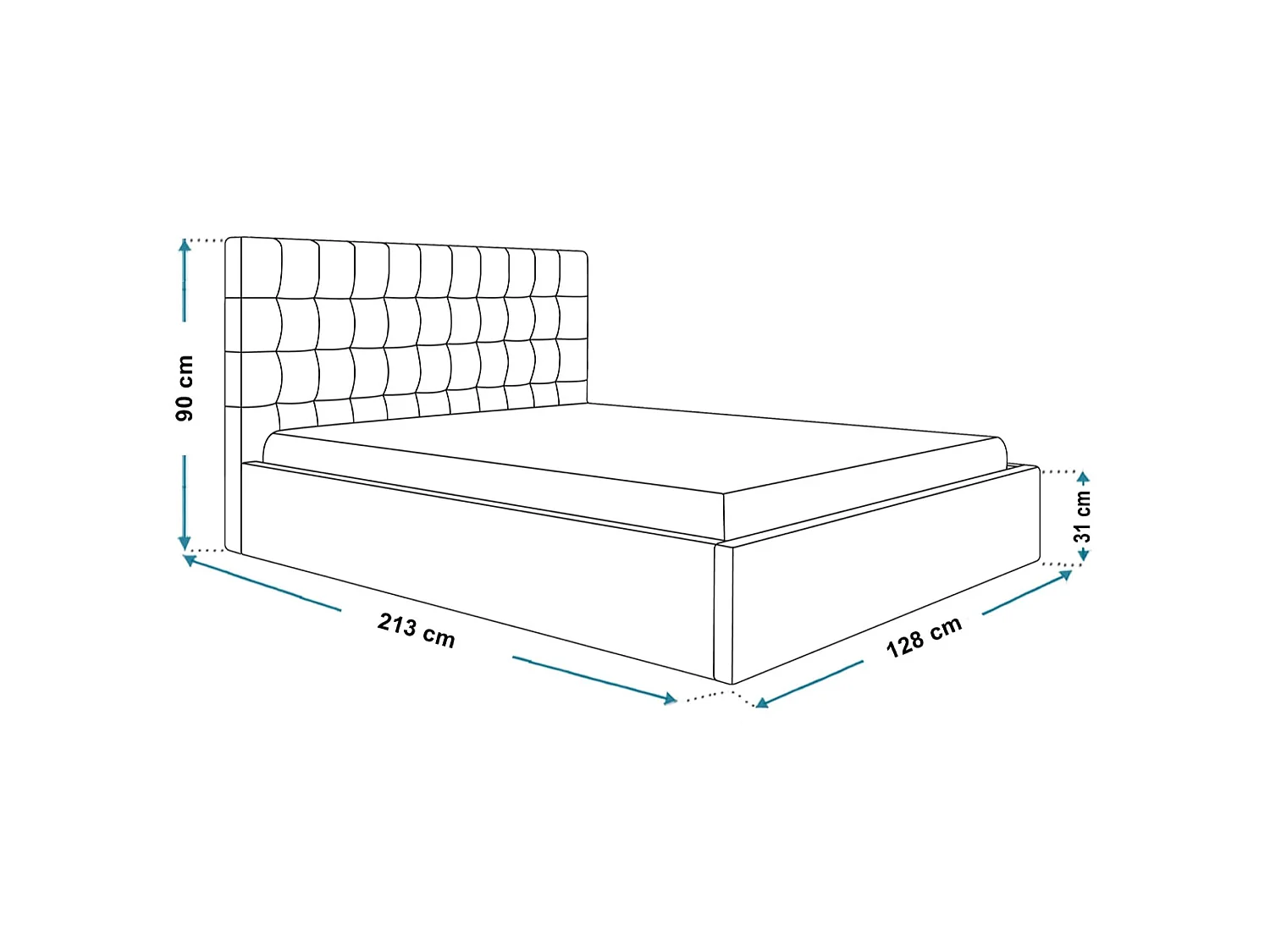 Lit 120x200 - Lit Coffre de Rangement Moderne - Cadre en Métal - Tissu Jasmin doux - Collection Rio, Rose