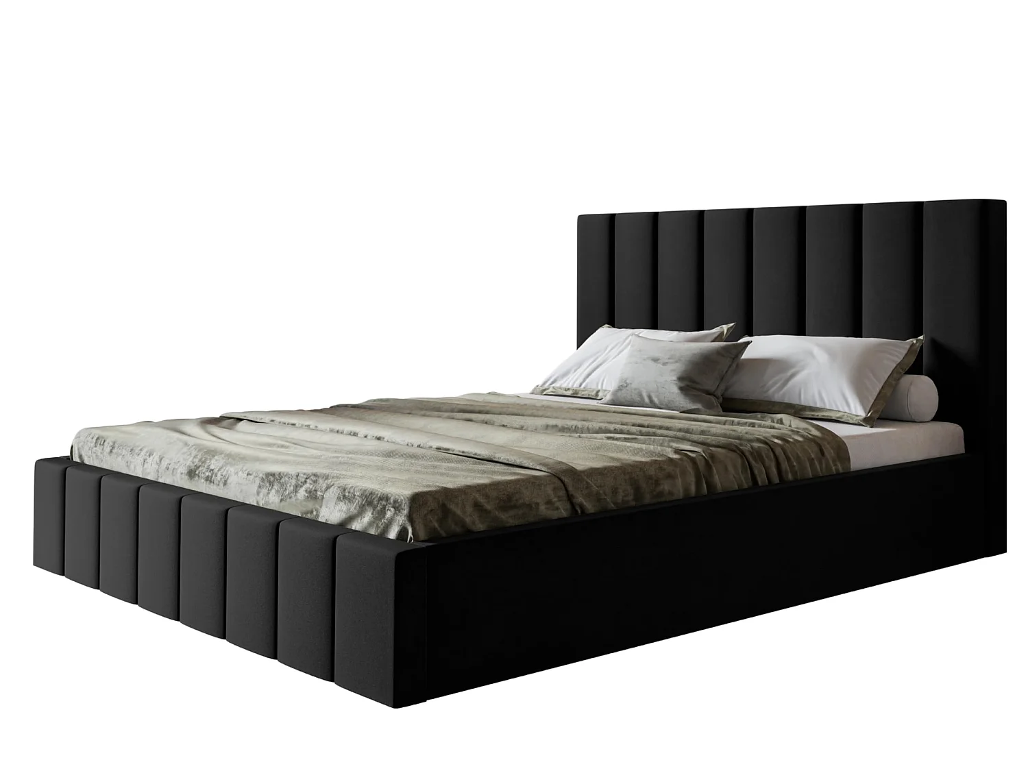 Lit 140x200 - Lit Coffre de Rangement Moderne - Cadre en Bois - Modern Betten Jasmin doux - Collection Toledo - Noir