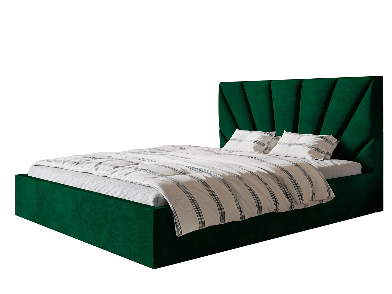 Lit 120x200 - Lit Coffre de Rangement Moderne - Cadre en Bois - Tissu lisse kronos - Collection Denver, Vert