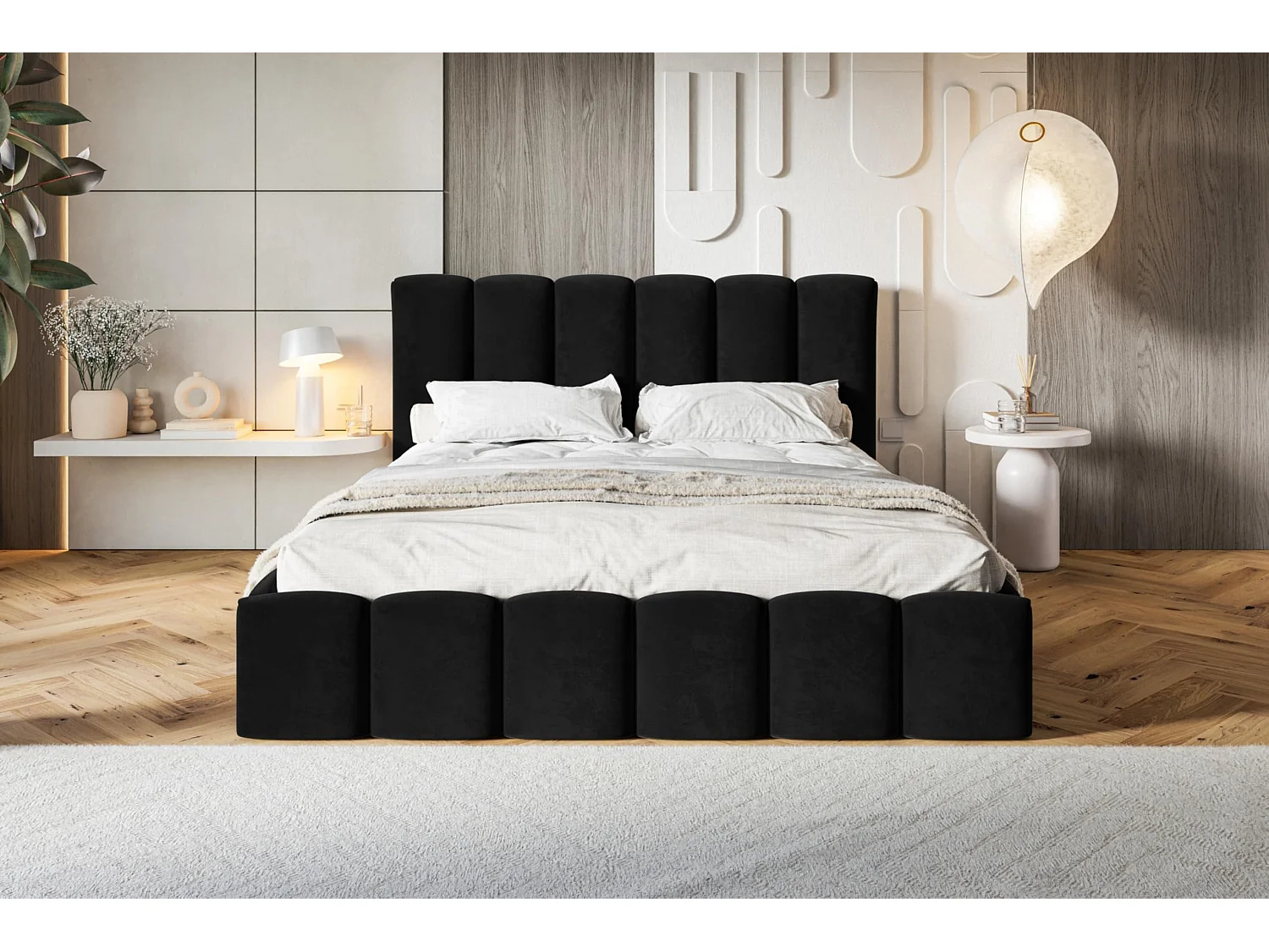 Lit 120x200 - Lit Coffre de Rangement Moderne - Cadre en Métal - Modern Betten Jasmin doux - Collection Lucy - Noir