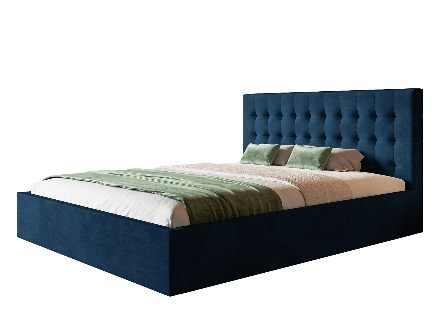 Lit 120x200 - Lit Coffre de Rangement Moderne - Cadre en Bois - Tissu lisse kronos - Collection Rio, Bleu