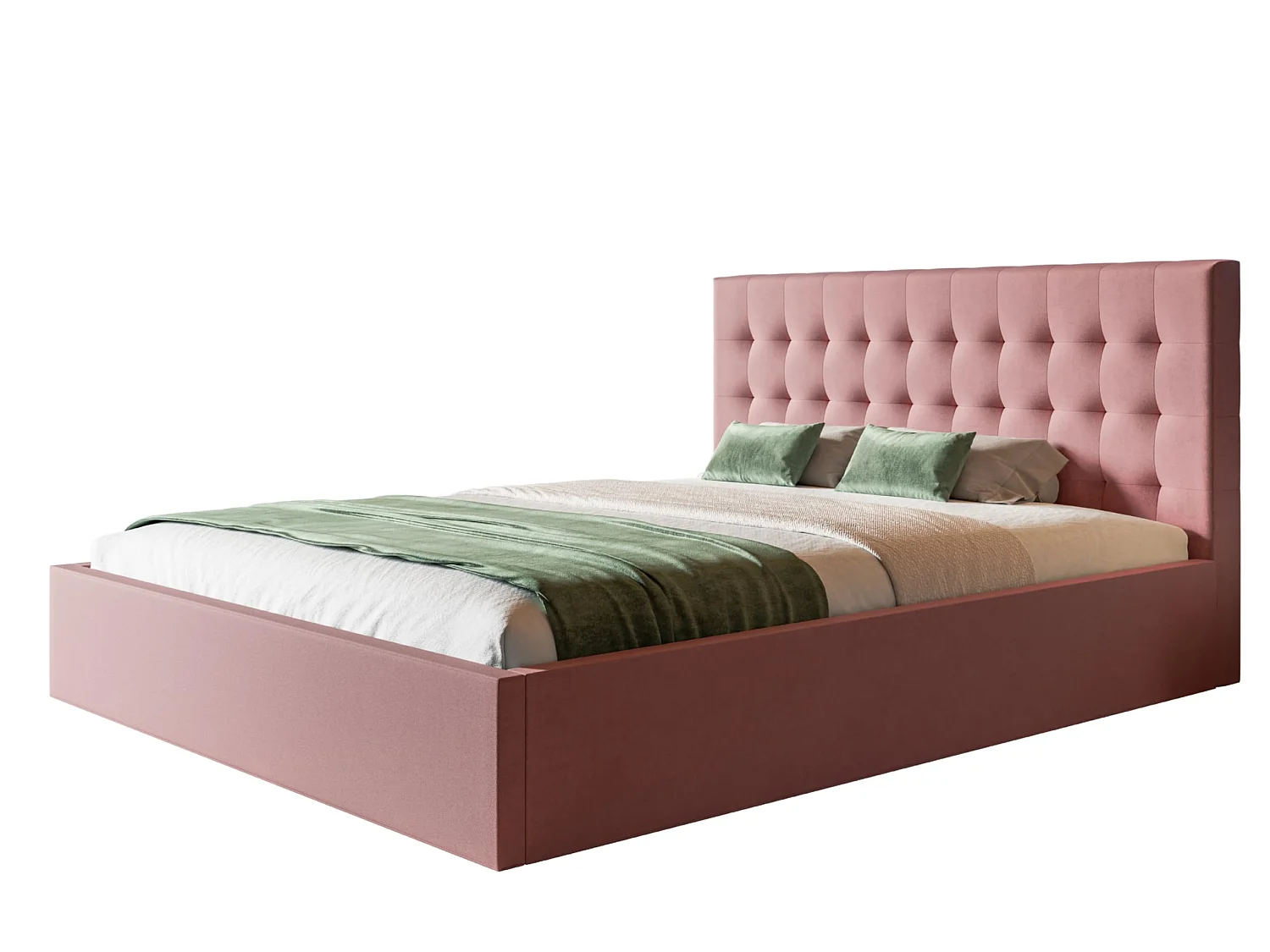 Lit 120x200 - Lit Coffre de Rangement Moderne - Cadre en Bois - Tissu Jasmin doux - Collection Rio, Rose