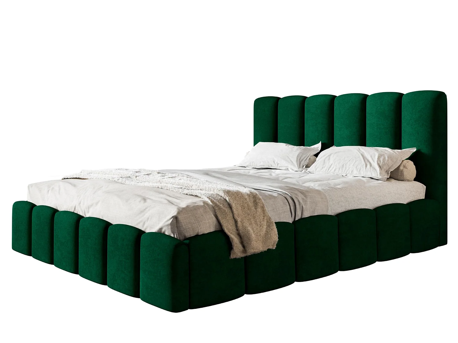 Lit 140x200 - Lit Coffre de Rangement Moderne - Cadre en Bois - Modern Betten Kronos Lisse -Collection Lucy - Vert