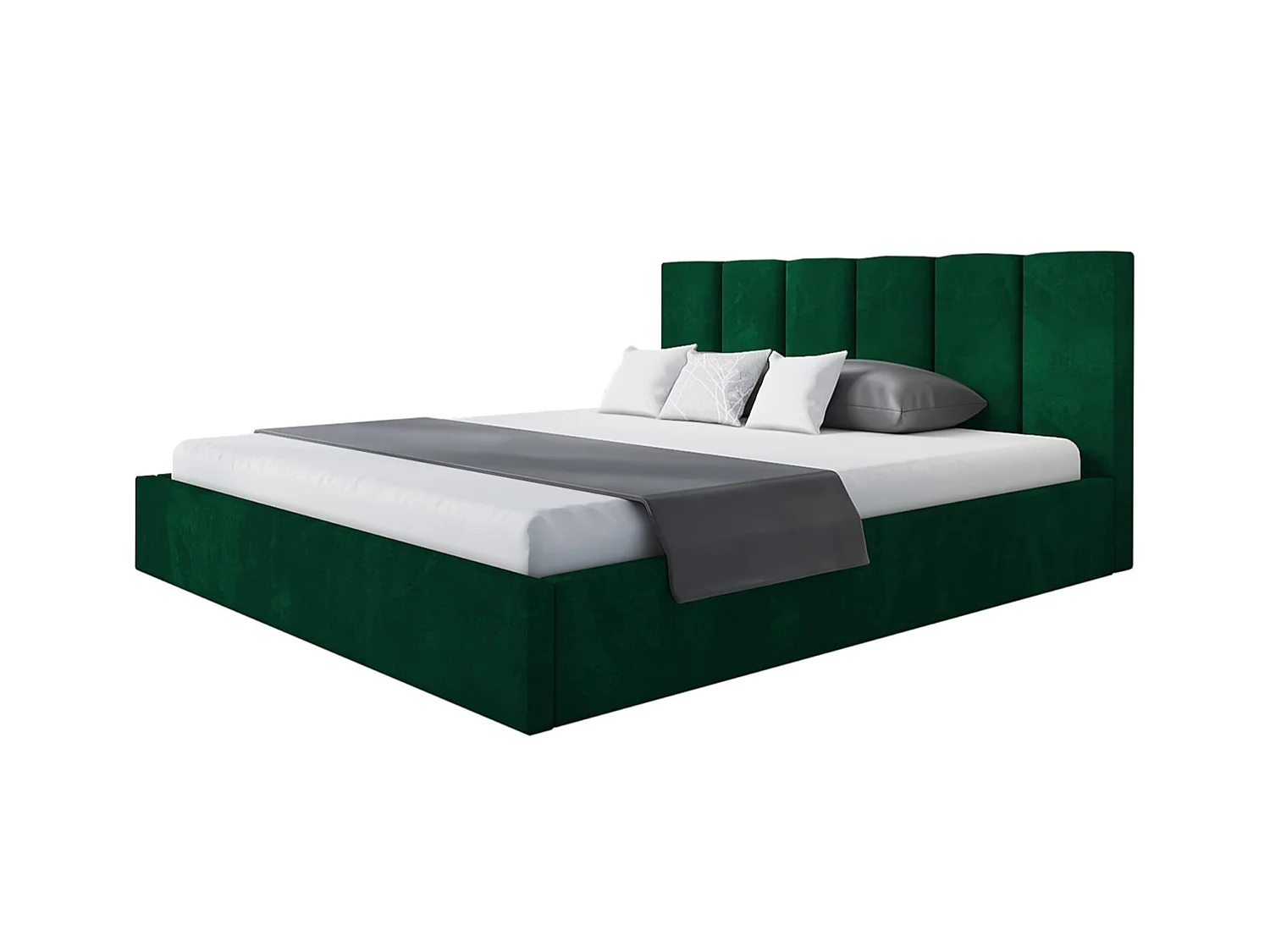Lit 120x200 - Lit Coffre de Rangement Moderne - Cadre en Métal - Tissu Kronos Lisse - Collection Tokio - Vert