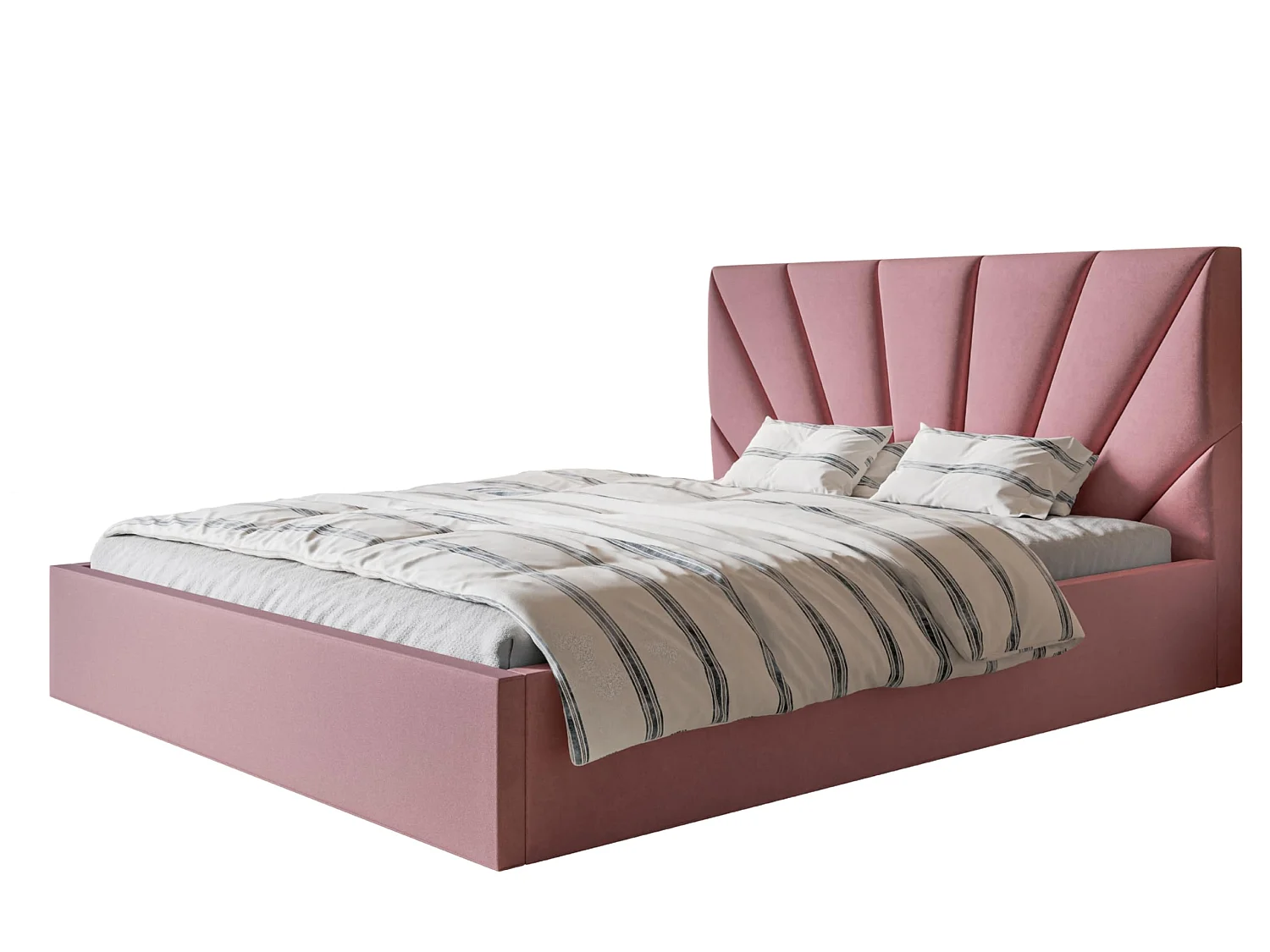 Lit 120x200 - Lit Coffre de Rangement Moderne - Cadre en Bois - Tissu Jasmin doux - Collection Denver, Rose