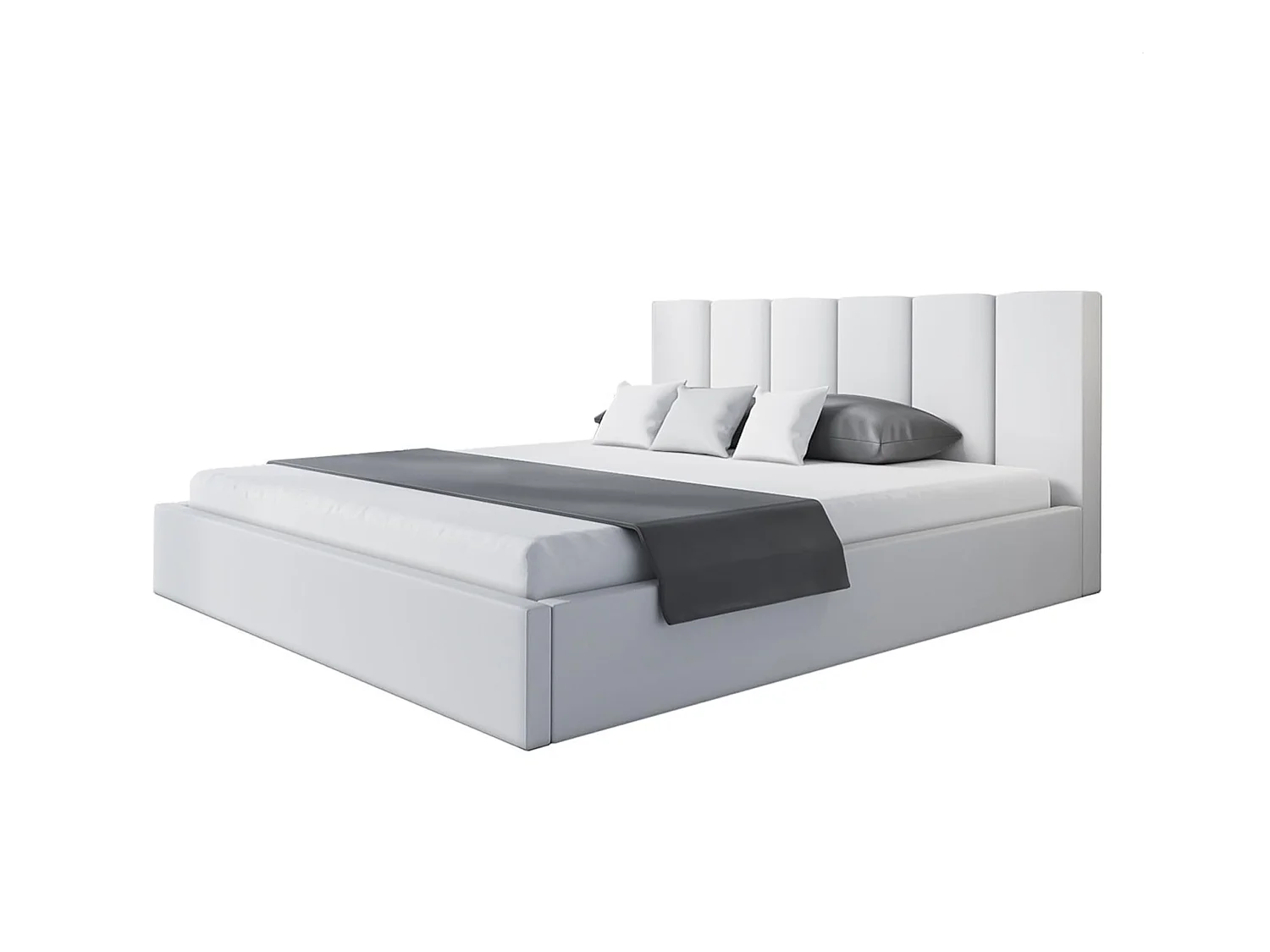 Lit 120x200 - Lit Coffre de Rangement Moderne - Cadre en Métal - Tissu Jasmin doux - Collection Tokio - Blanc