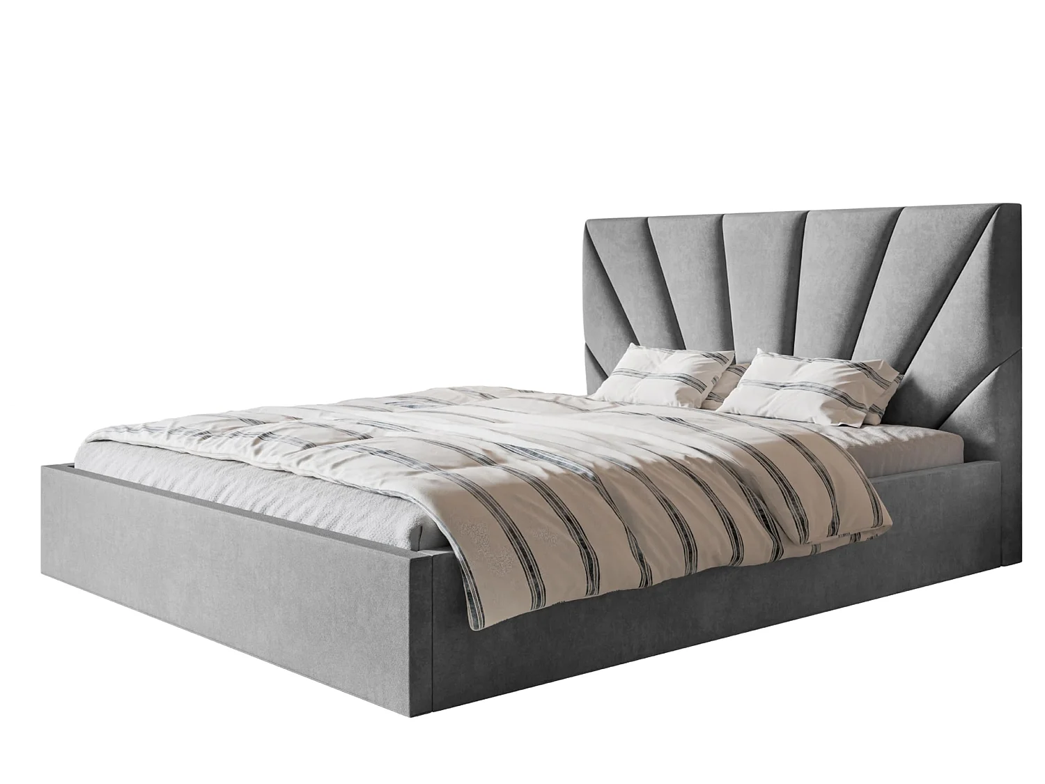 Lit 120x200 - Lit Coffre de Rangement Moderne - Cadre en Bois - Tissu Jasmin doux - Collection Denver, Gris