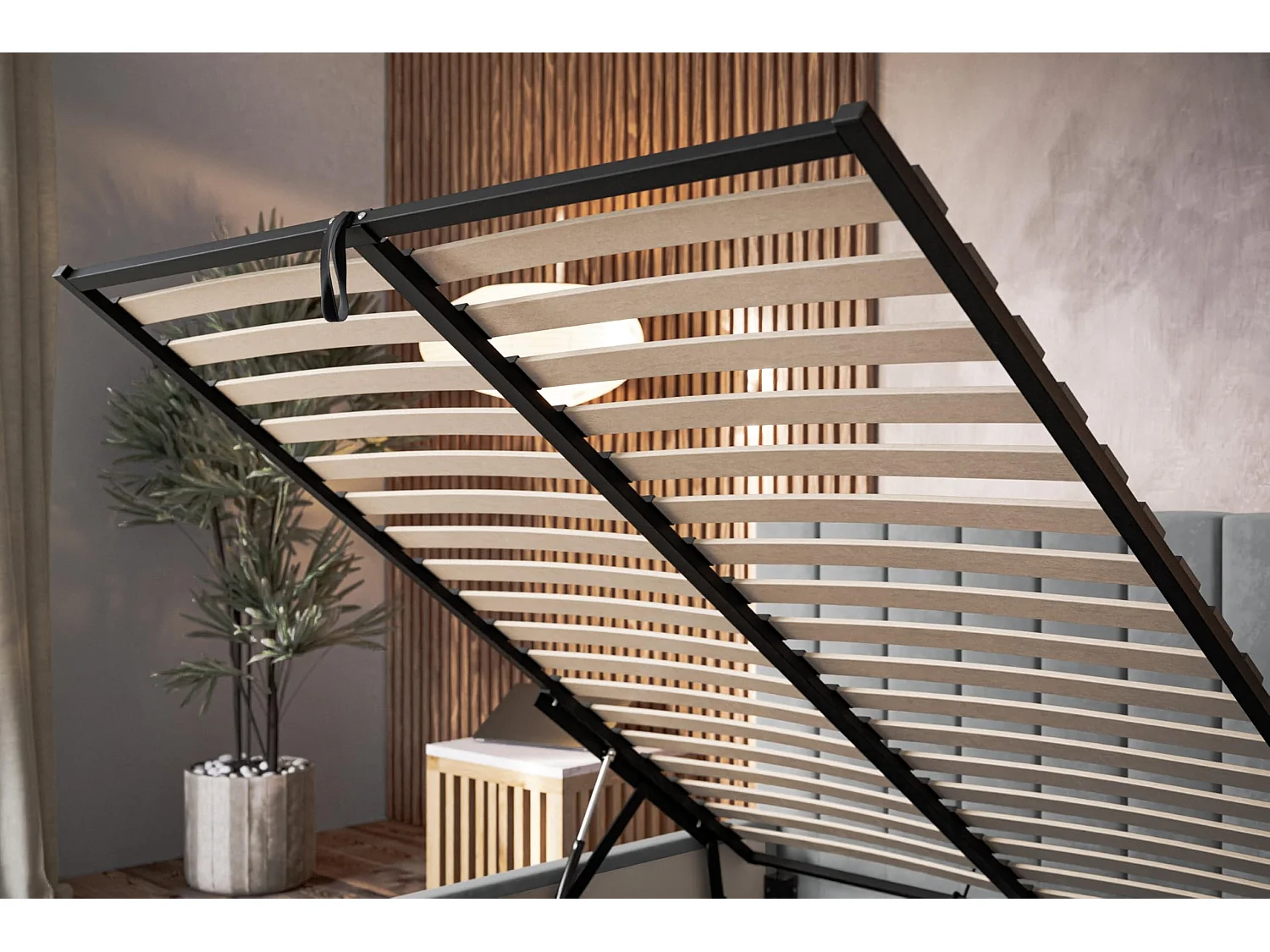 Lit 120x200 - Lit Coffre de Rangement Moderne - Cadre en Métal - Modern Betten Jasmin doux - Collection Sapporo - Noir