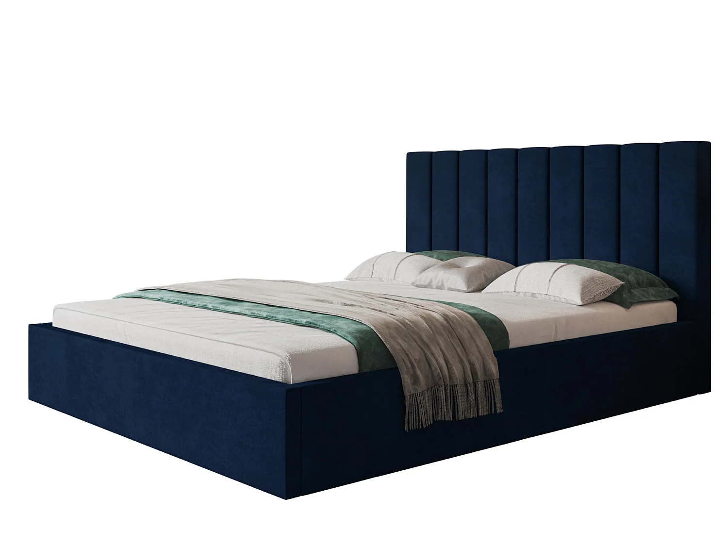 Lit 120x200 - Lit Coffre de Rangement Moderne - Cadre en Métal - Modern Betten Kronos Lisse -Collection Sapporo - Bleu