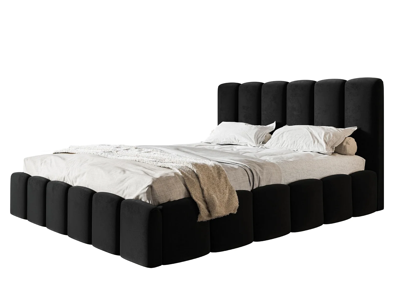 Lit 140x200 - Lit Coffre de Rangement Moderne - Cadre en Bois - Modern Betten Jasmin doux - Collection Lucy - Noir