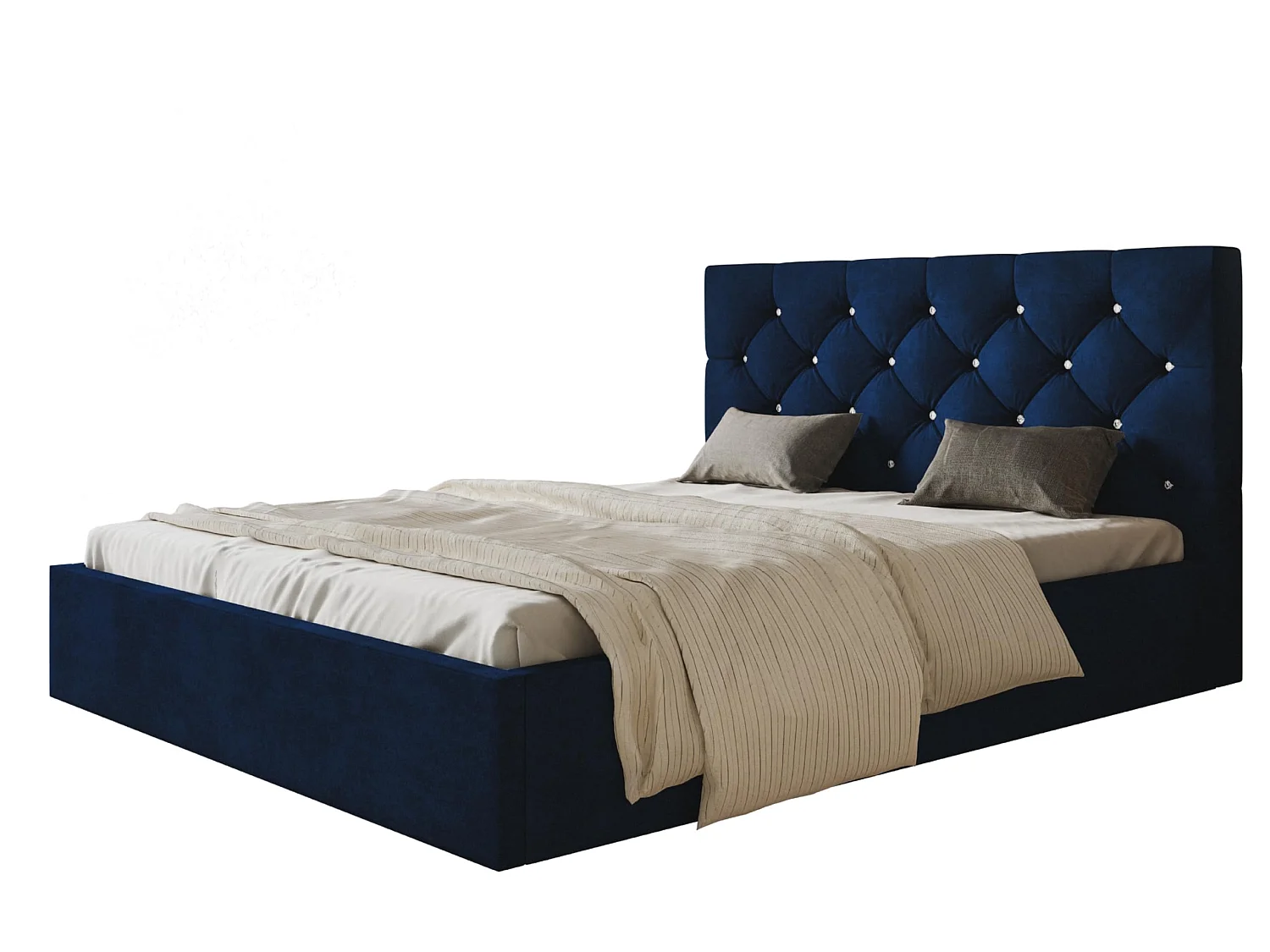 Lit 120x200 - Lit Coffre de Rangement Moderne - Cadre en Métal - Tissu Kronos Lisse - Collection Boston - Bleu