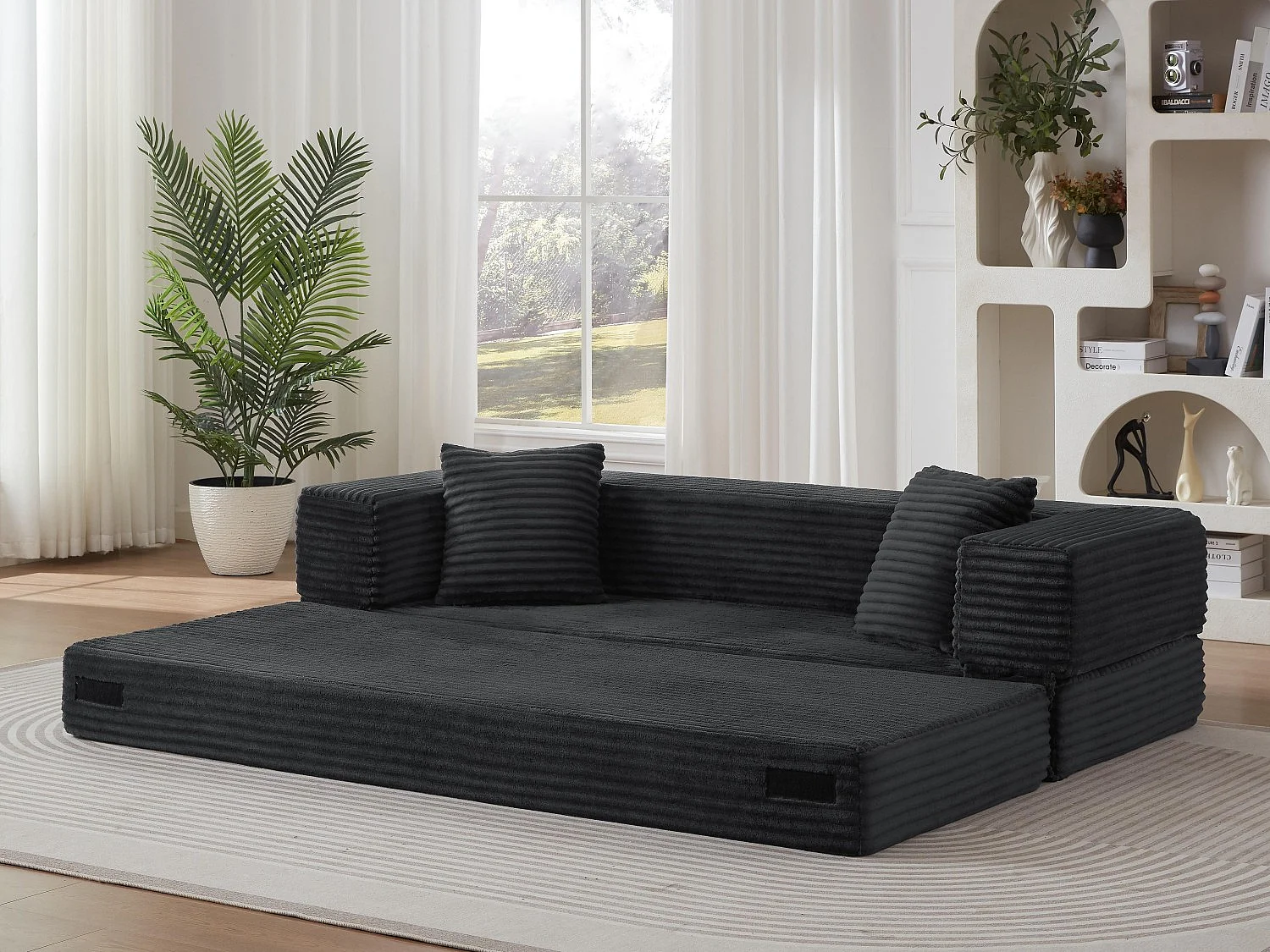 Kaleido SE Canapé Modulable Convertible | Mousse Haute Densité Compressé sous Vide, Tissu Velours Côtelé Résistant, Salon Studio | 200x76x60 cm