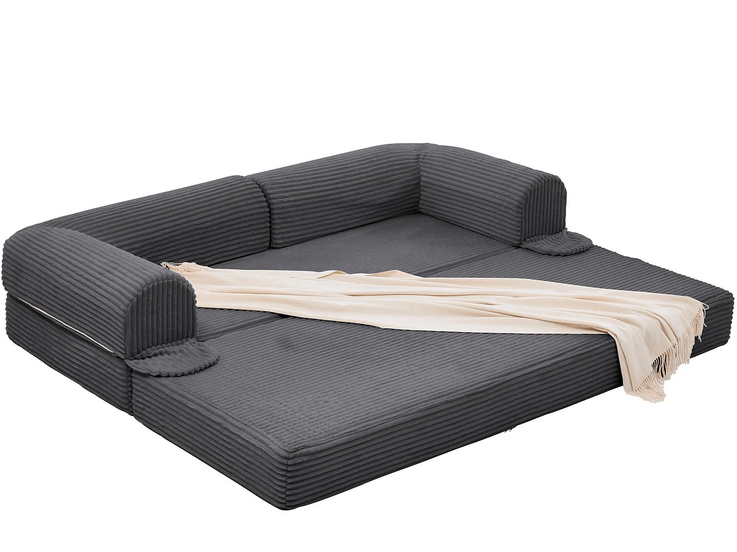 Canapé Convertible et Modulable Kaleido 2 Places | Banquette Double en Velours Côtelé et Mousse Haute Densité | Idéal Petit Espace, Salon et Studio