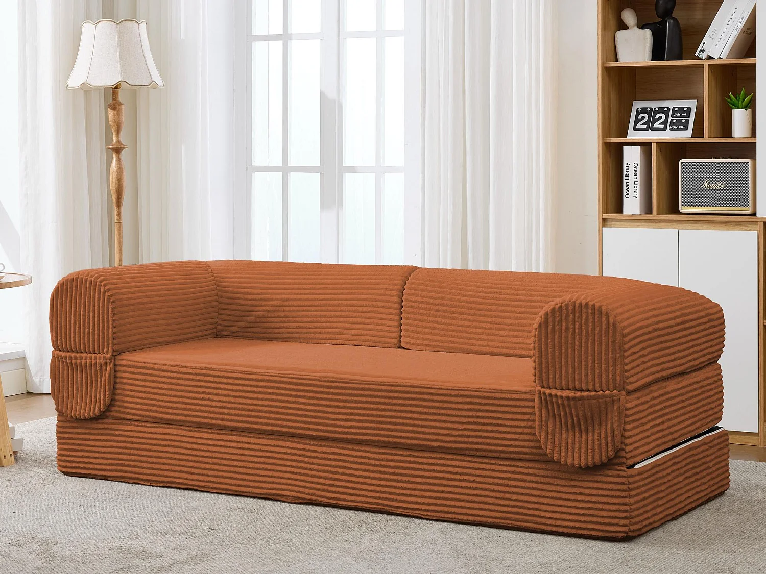 Ensemble de Canapé Convertible et Modulable Kaleido Velours Côtelé | Mousse Haute Densité | Pour Salon et Studio