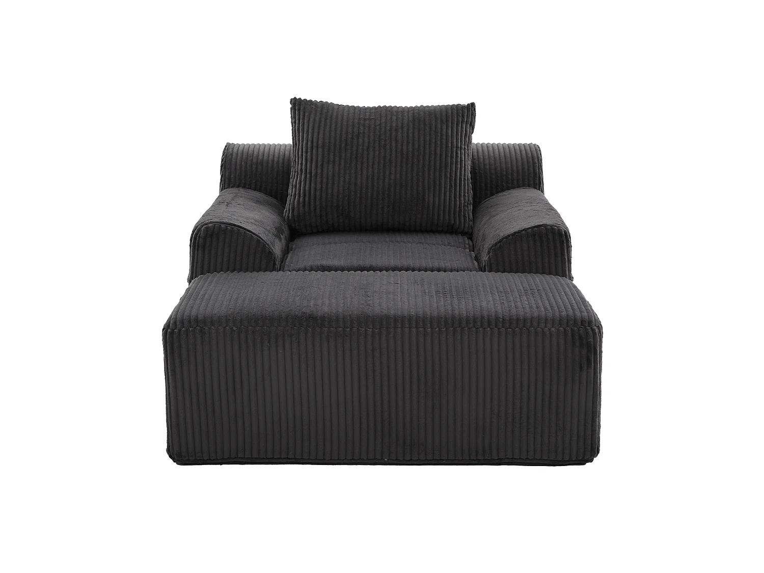 Fauteuil 147/110/67 cm avec repose-pieds avec poches latérales Velours côtelé gris foncé
