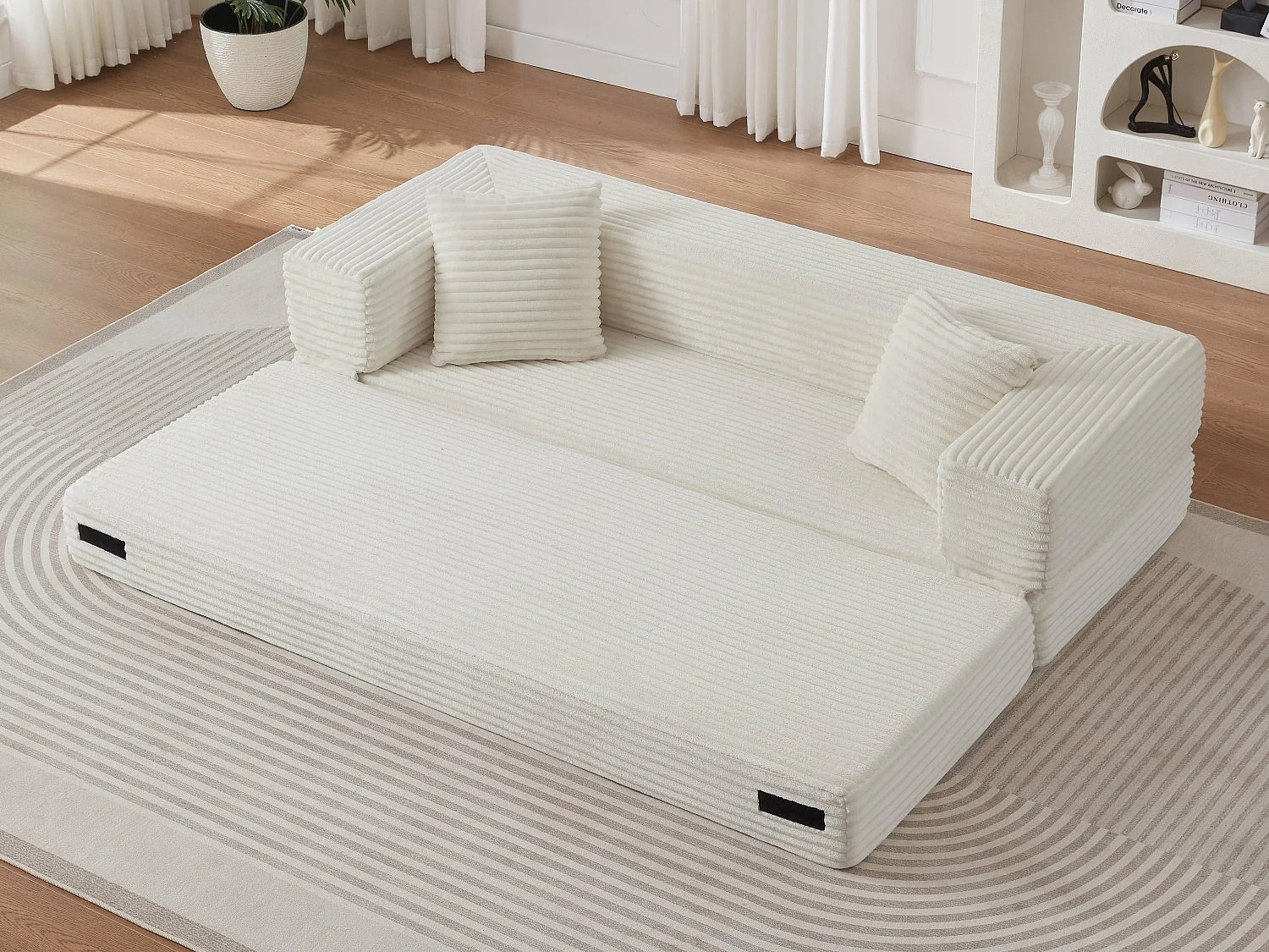 Kaleido SE Canapé Modulable Convertible | Mousse Haute Densité Compressé sous Vide, Tissu Velours Côtelé Résistant, Salon Studio | 200x76x60 cm