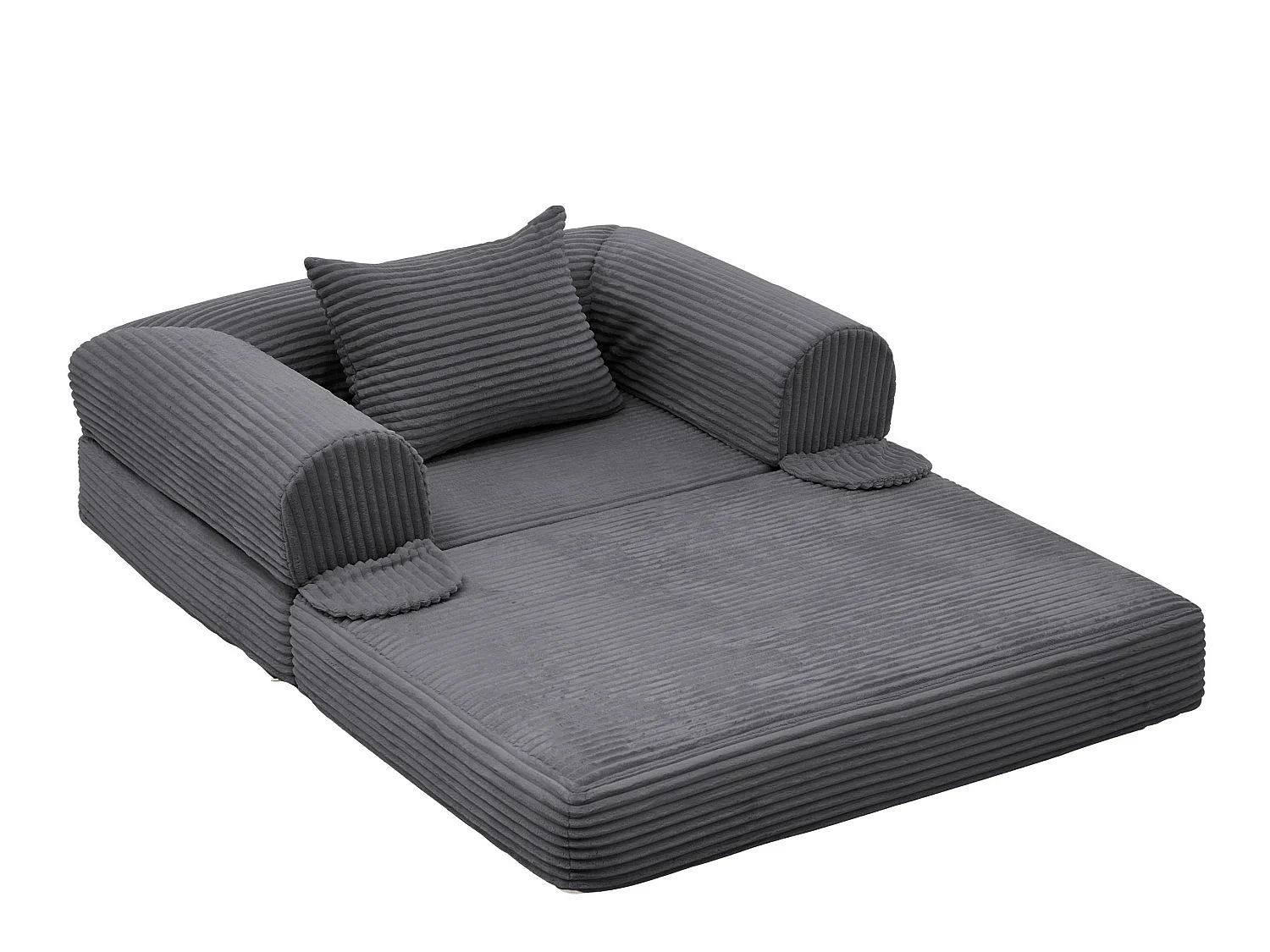 Chauffeuse Convertible et Modulable Kaleido 1 Place | Fauteuil Solo en Velours Côtelé et Mousse Haute Densité | Idéal Petit Espace, Salon et Bureau