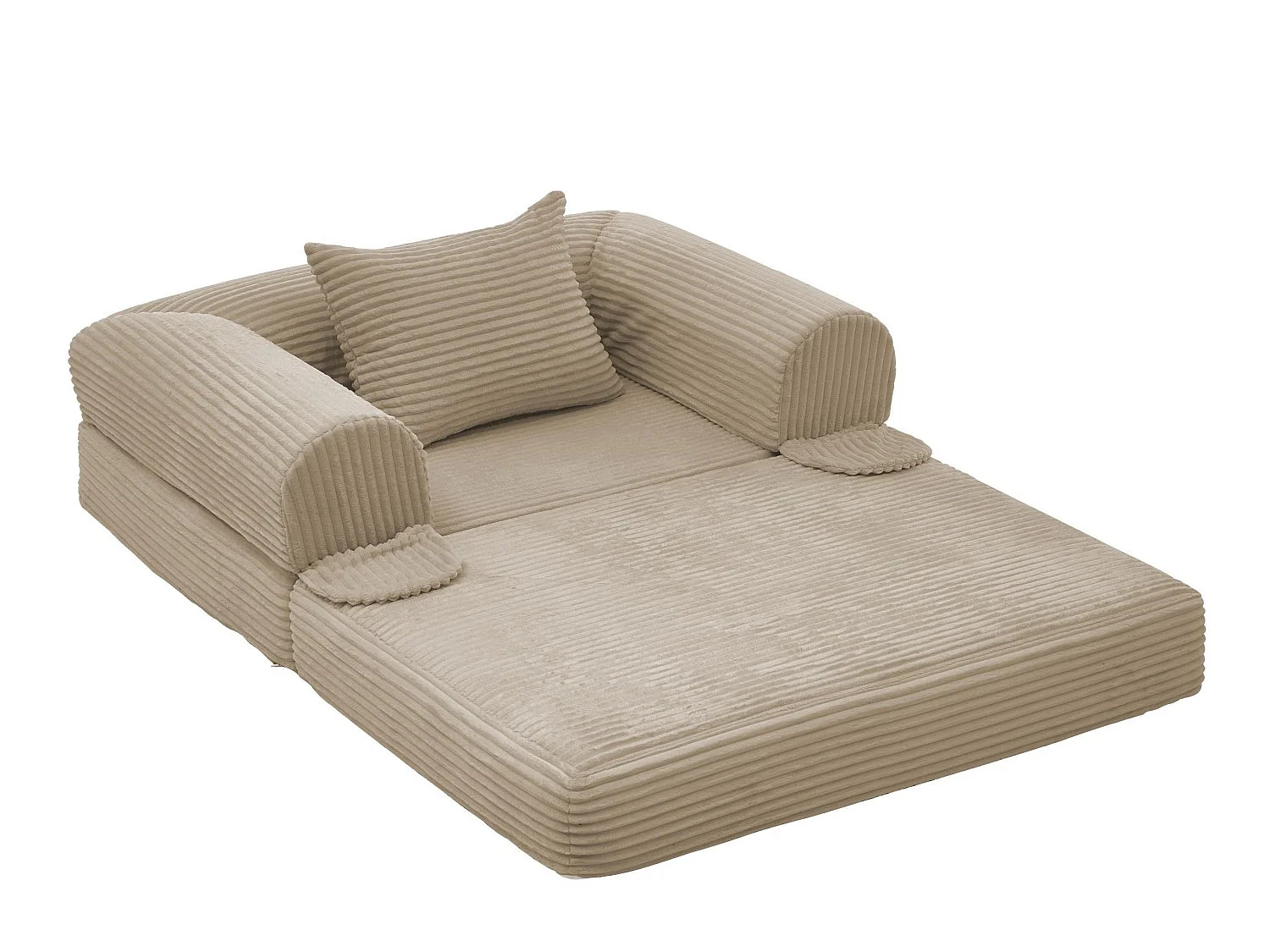 Chauffeuse Convertible et Modulable Kaleido 1 Place | Fauteuil Solo en Velours Côtelé et Mousse Haute Densité | Idéal Petit Espace, Salon et Bureau