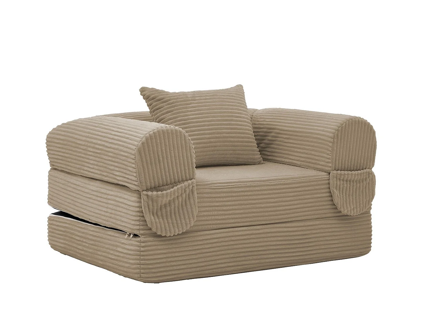 Chauffeuse Convertible et Modulable Kaleido 1 Place | Fauteuil Solo en Velours Côtelé et Mousse Haute Densité | Idéal Petit Espace, Salon et Bureau