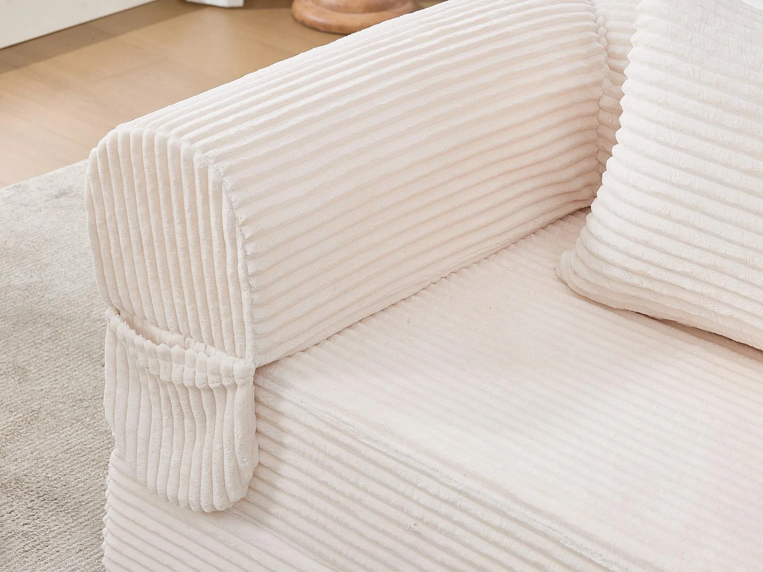 Chauffeuse Convertible et Modulable Kaleido 1 Place | Fauteuil Solo en Velours Côtelé et Mousse Haute Densité | Idéal Petit Espace, Salon et Bureau