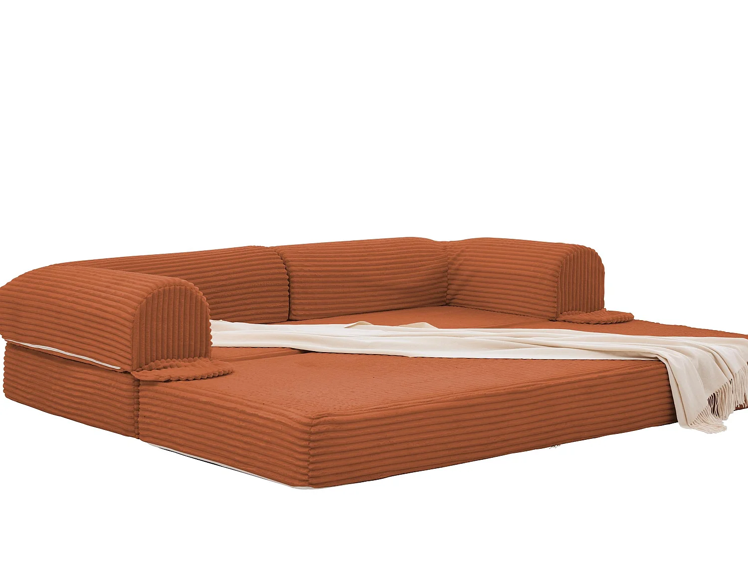 Canapé Convertible et Modulable Kaleido 2 Places | Banquette Double en Velours Côtelé et Mousse Haute Densité | Idéal Petit Espace, Salon et Studio