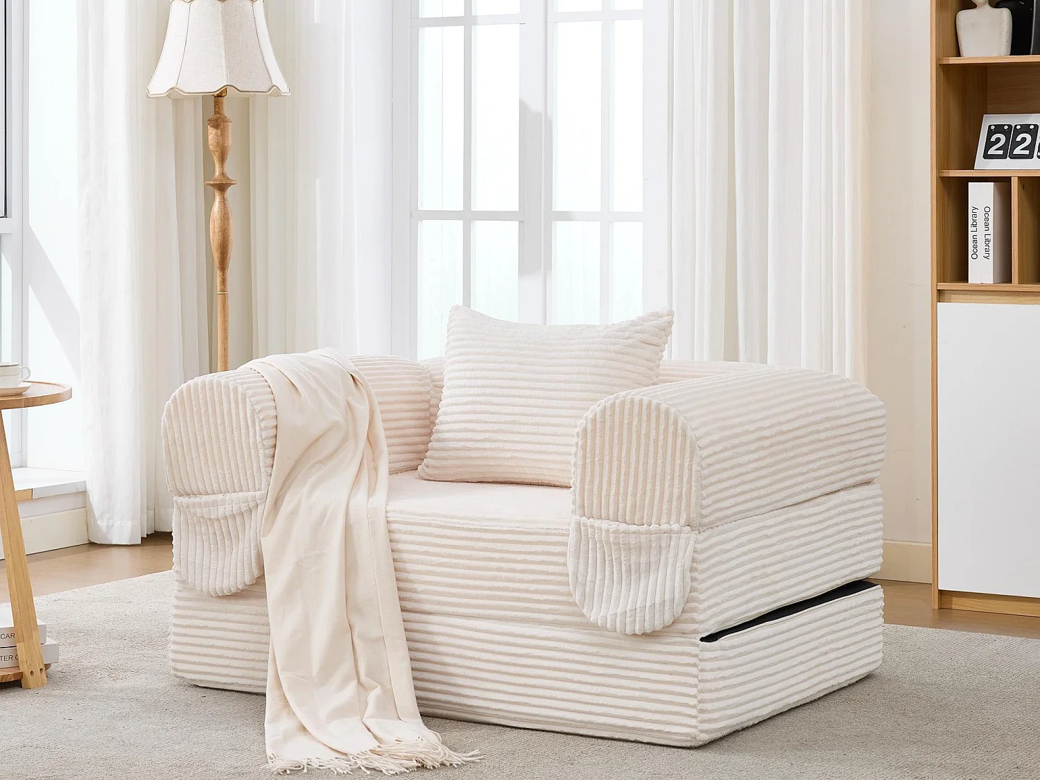 Ensemble de Canapé Convertible et Modulable Kaleido Velours Côtelé | Mousse Haute Densité | Pour Salon et Studio