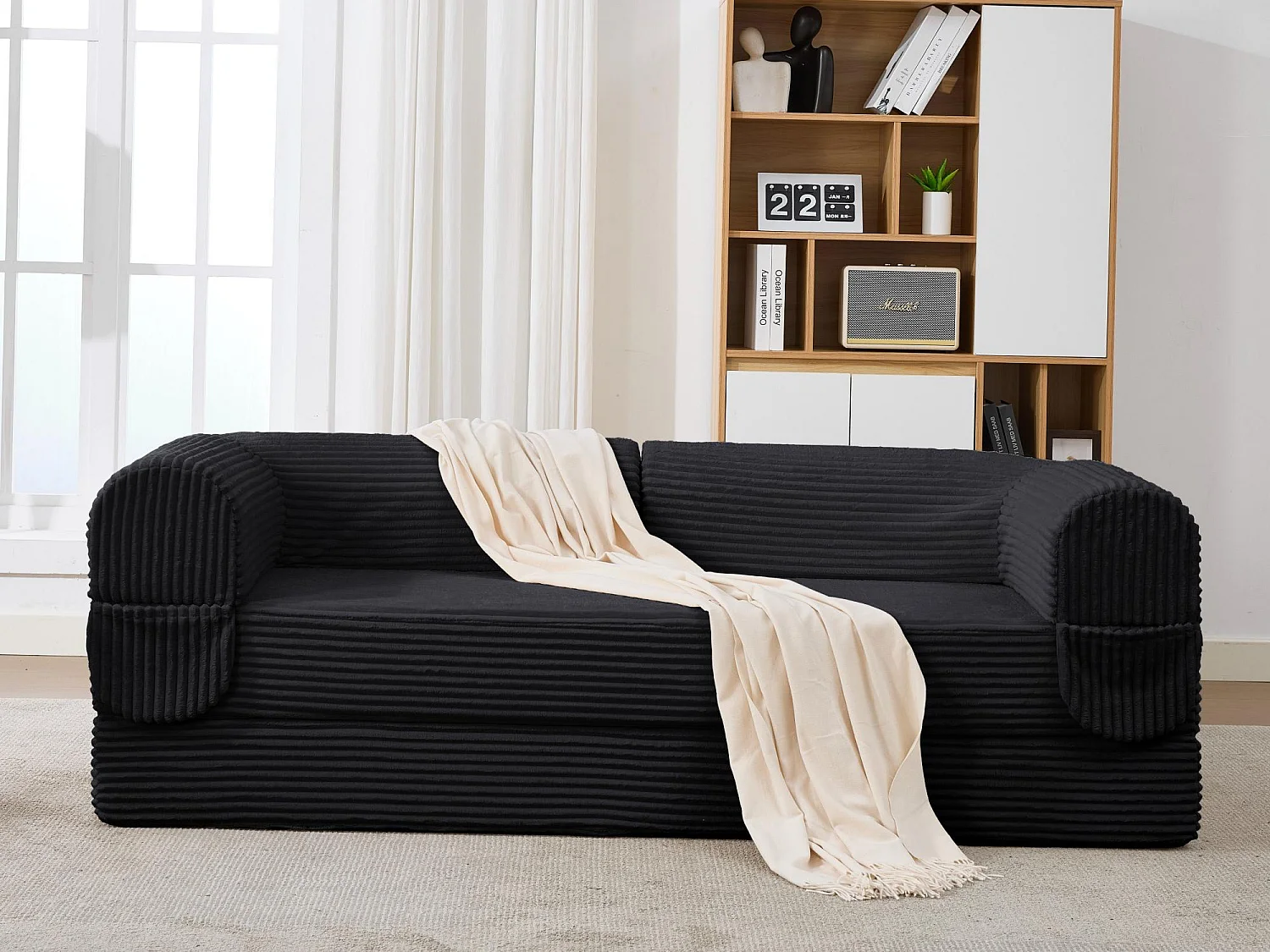 Ensemble de Canapé Convertible et Modulable Kaleido Velours Côtelé | Mousse Haute Densité | Pour Salon et Studio