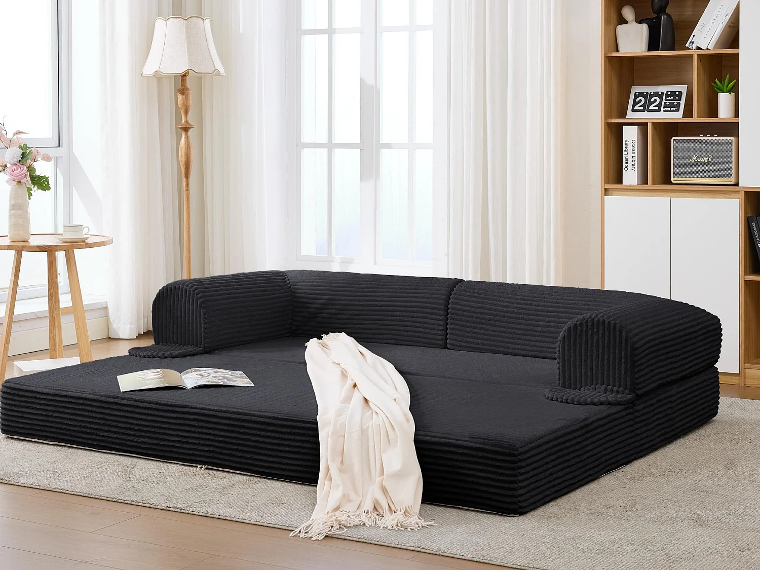 Ensemble de Canapé Convertible et Modulable Kaleido Velours Côtelé | Mousse Haute Densité | Pour Salon et Studio