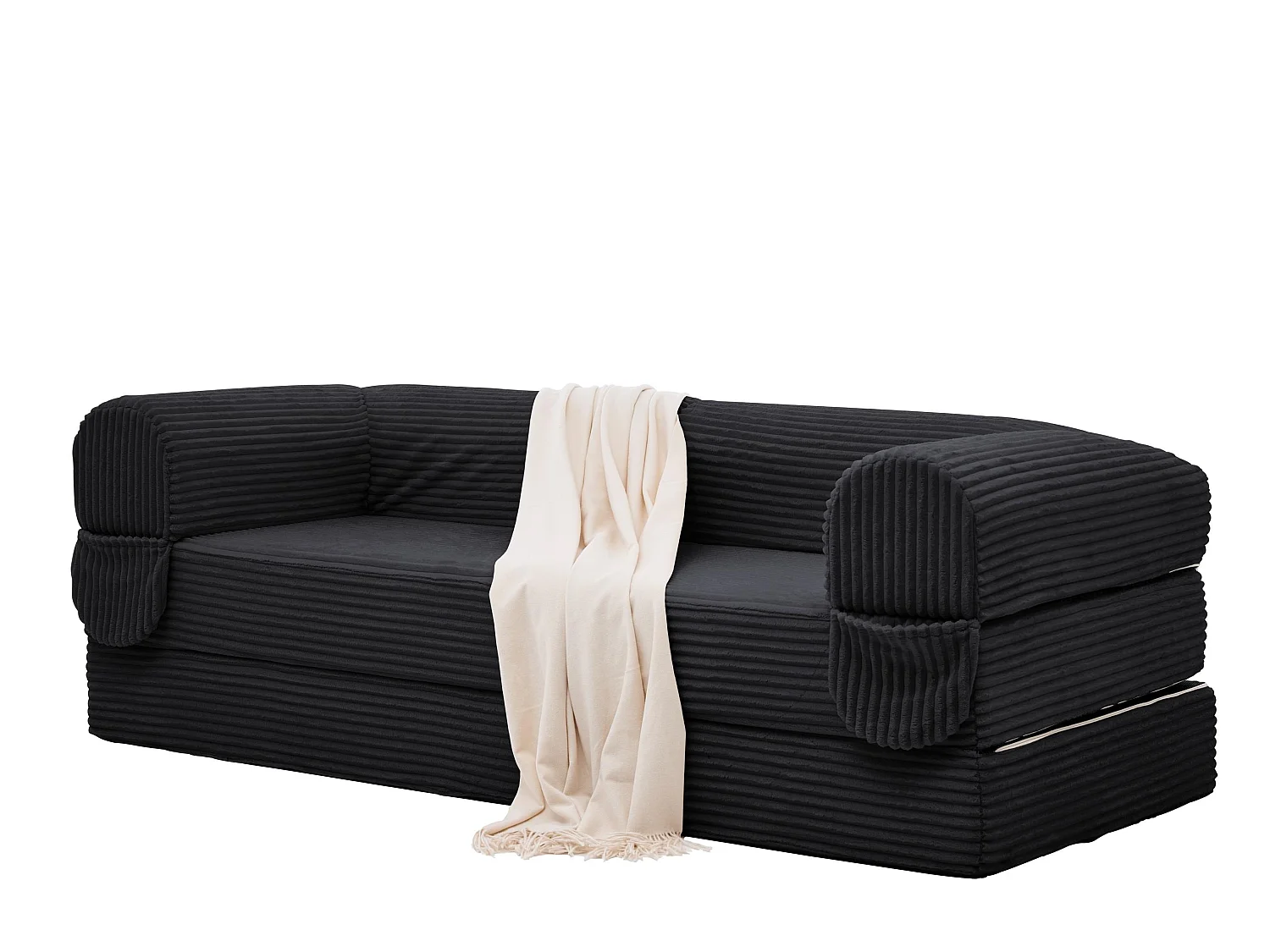 Canapé Convertible et Modulable Kaleido 2 Places | Banquette Double en Velours Côtelé et Mousse Haute Densité | Idéal Petit Espace, Salon et Studio