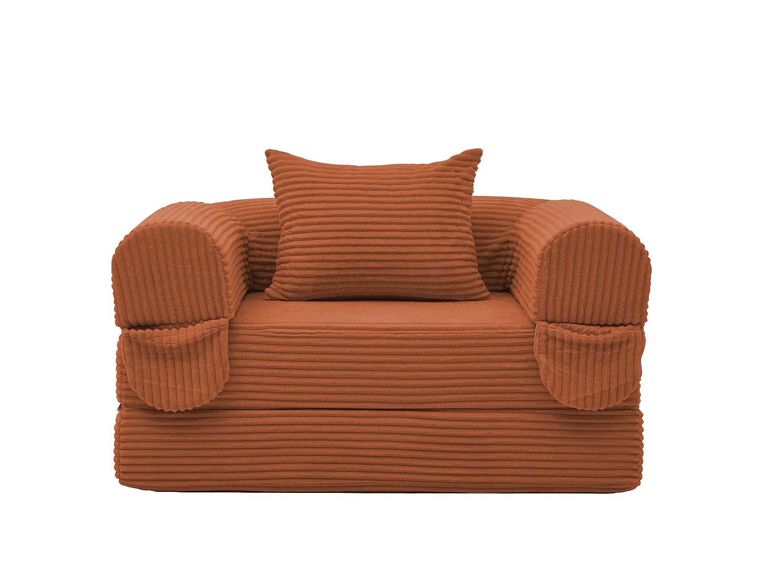 Chauffeuse Convertible et Modulable Kaleido 1 Place | Fauteuil Solo en Velours Côtelé et Mousse Haute Densité | Idéal Petit Espace, Salon et Bureau