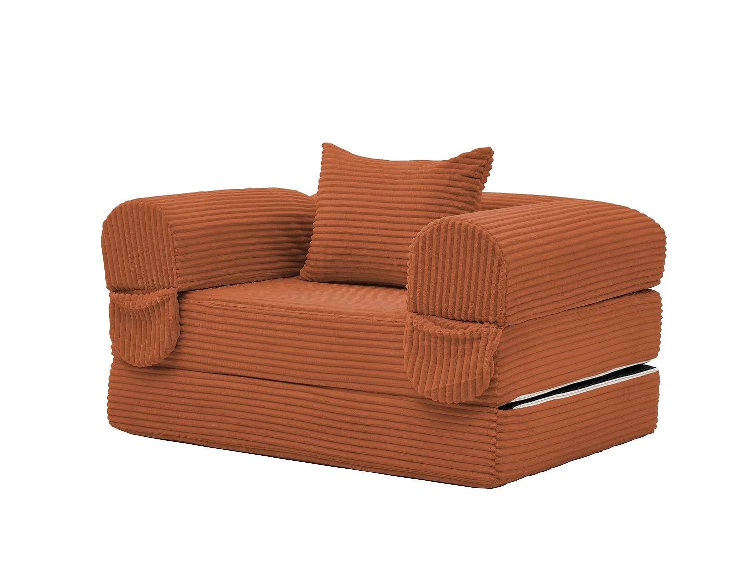 Chauffeuse Convertible et Modulable Kaleido 1 Place | Fauteuil Solo en Velours Côtelé et Mousse Haute Densité | Idéal Petit Espace, Salon et Bureau