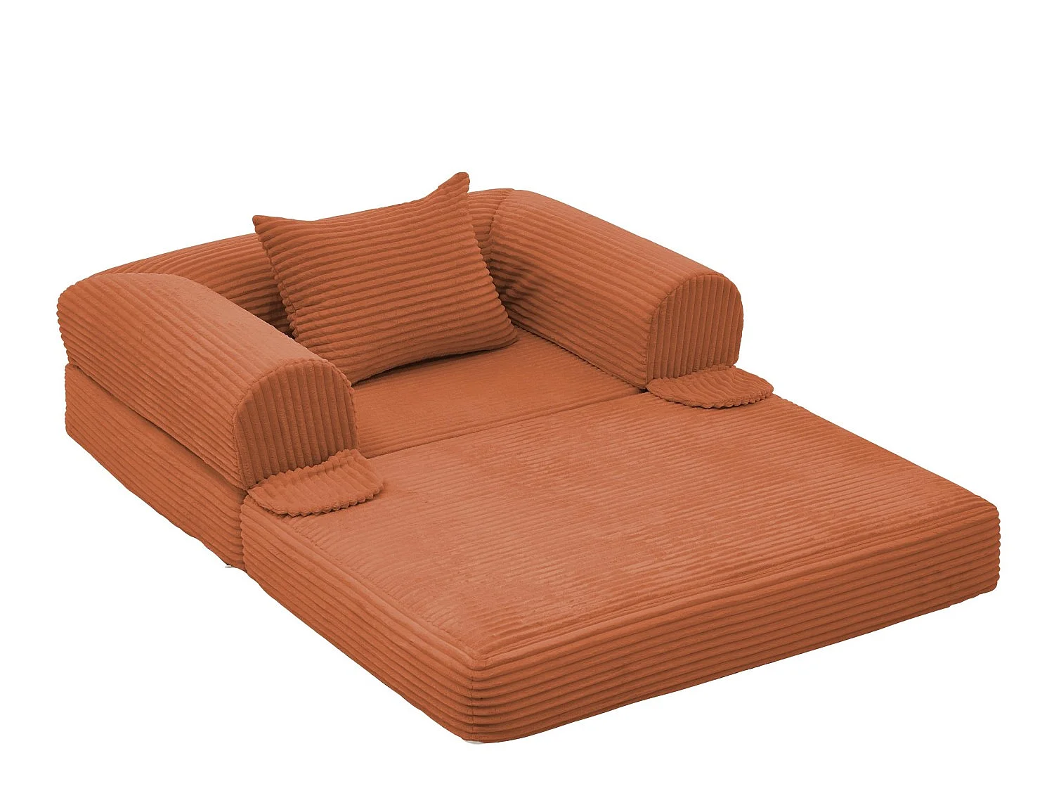 Chauffeuse Convertible et Modulable Kaleido 1 Place | Fauteuil Solo en Velours Côtelé et Mousse Haute Densité | Idéal Petit Espace, Salon et Bureau