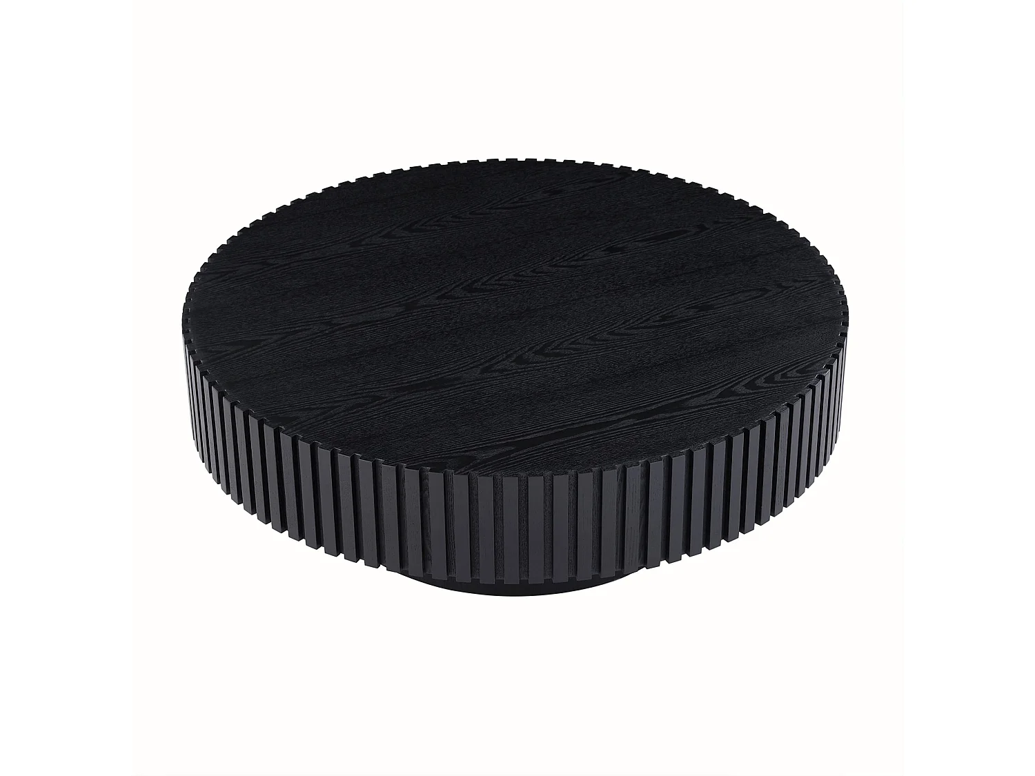 Table basse ronde 80/35 cm avec bord rainuré MDF noir