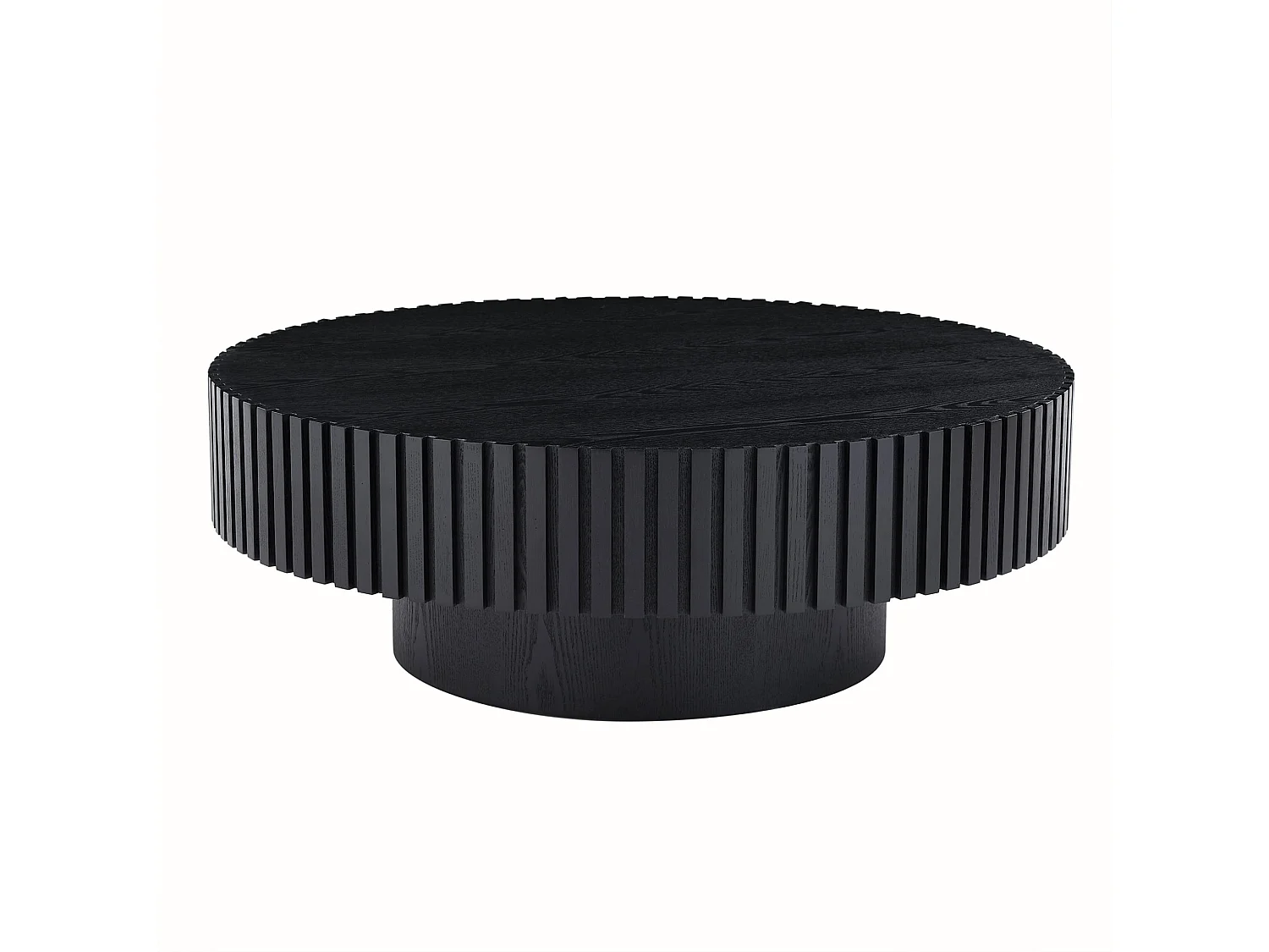 Table basse ronde 80/35 cm avec bord rainuré MDF noir