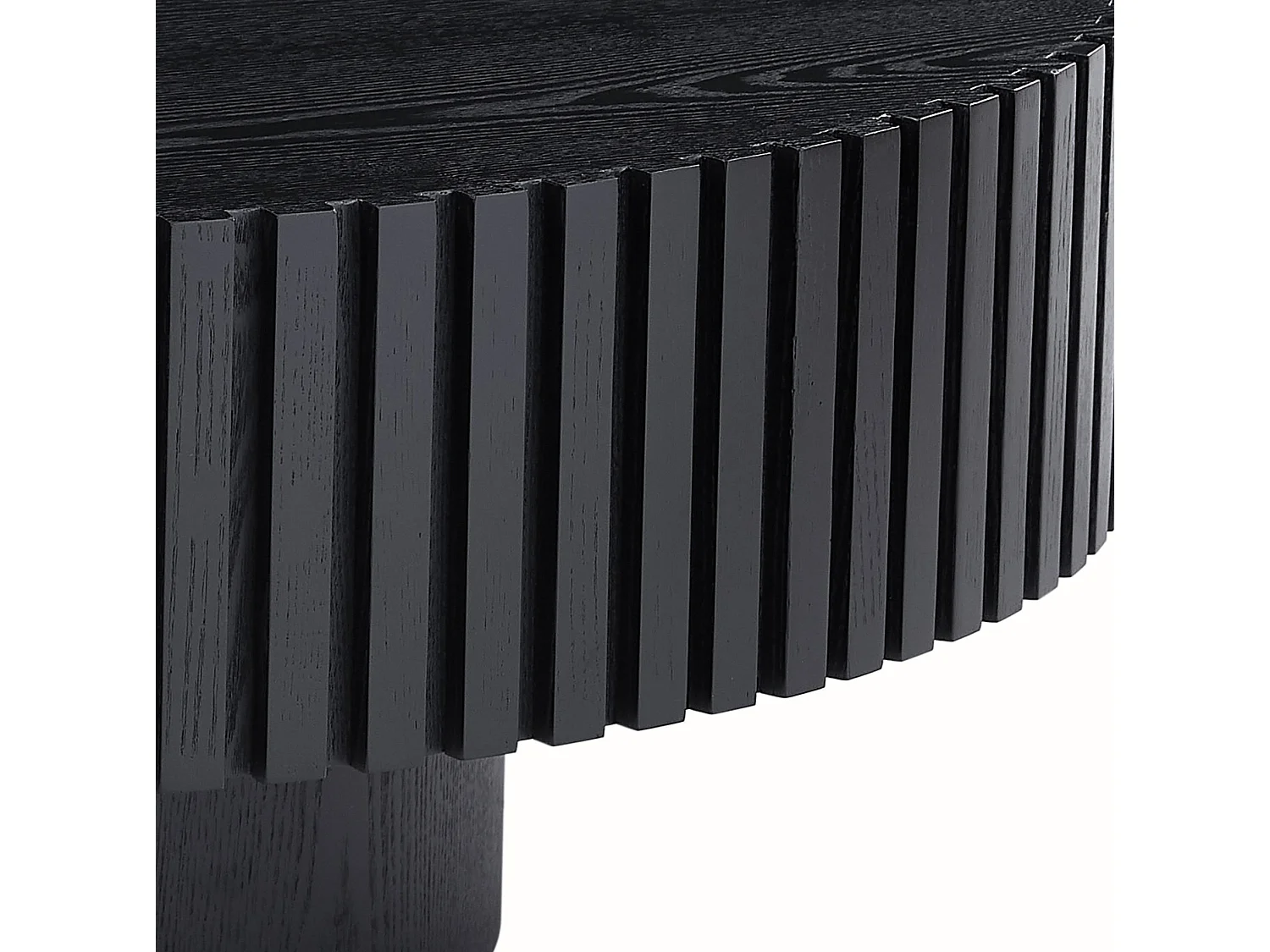 Table basse ronde 80/35 cm avec bord rainuré MDF noir