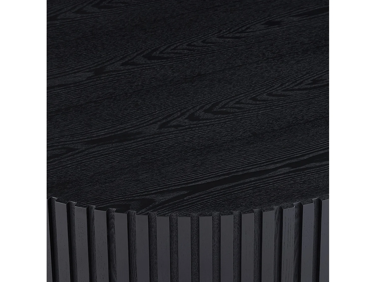 Table basse ronde 80/35 cm avec bord rainuré MDF noir