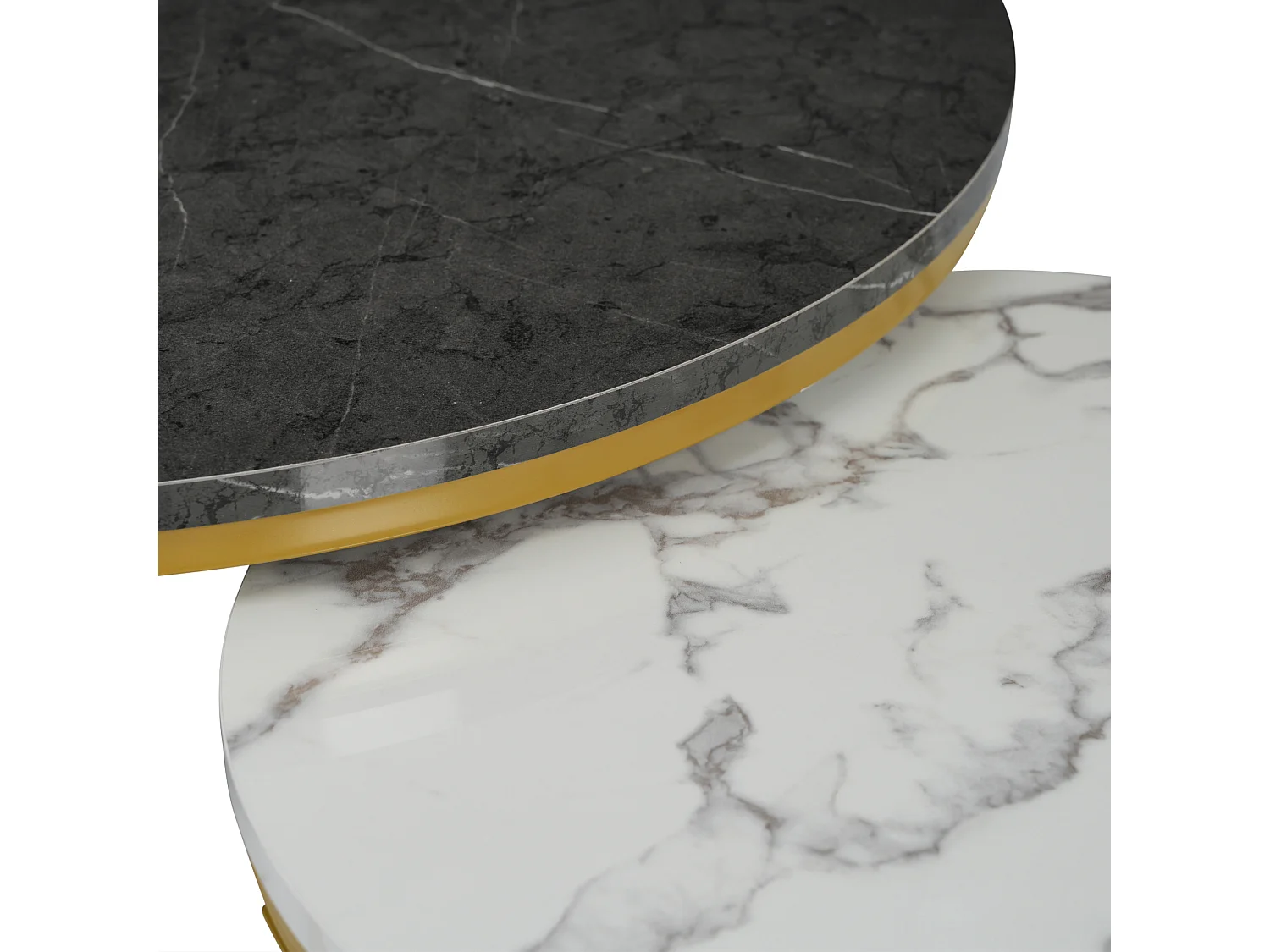 Table basse gigogne 70/70/45 cm avec plateau à motif marbre MDF gris Ensemble 2 pièces