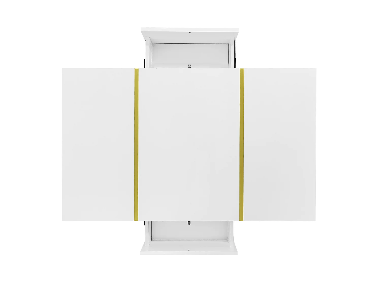 Mesa de centro em MDF branco brilhante com detalhes dourados e 2 gavetas, 100 x 60 cm