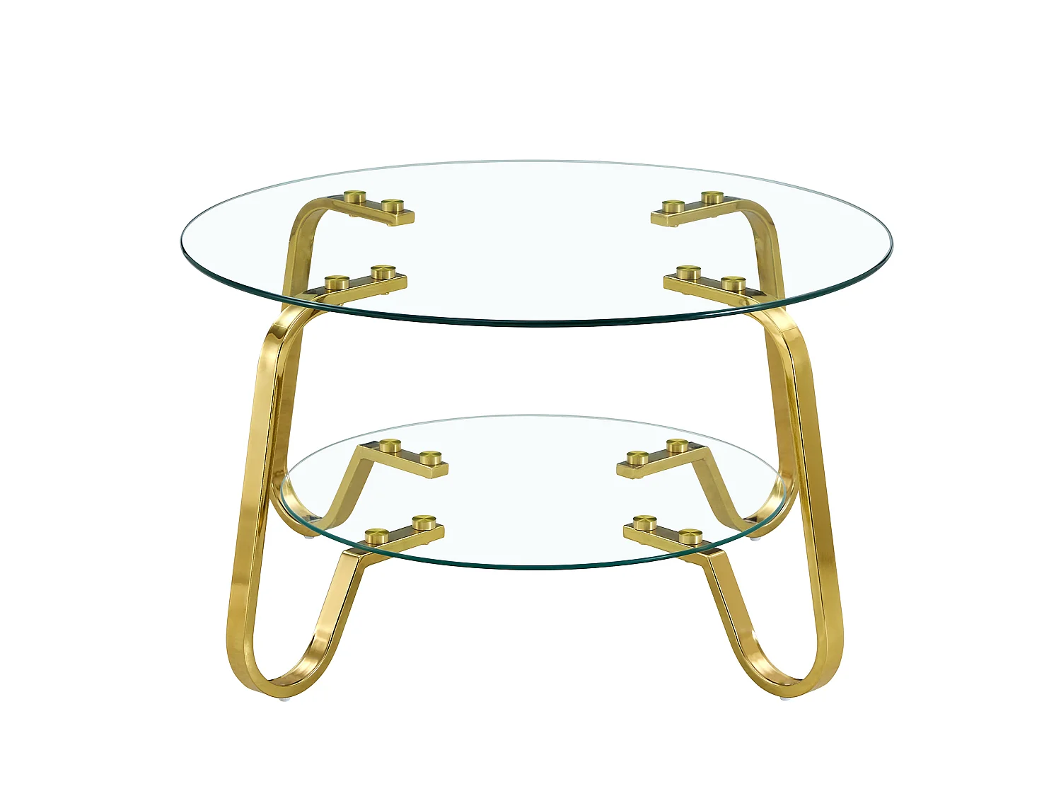 Table basse avec double plateau en verre métal doré