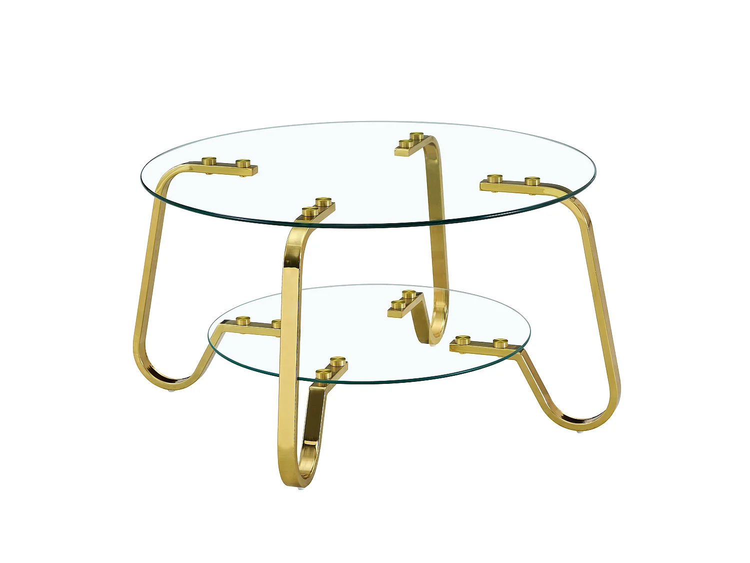Table basse avec double plateau en verre métal doré
