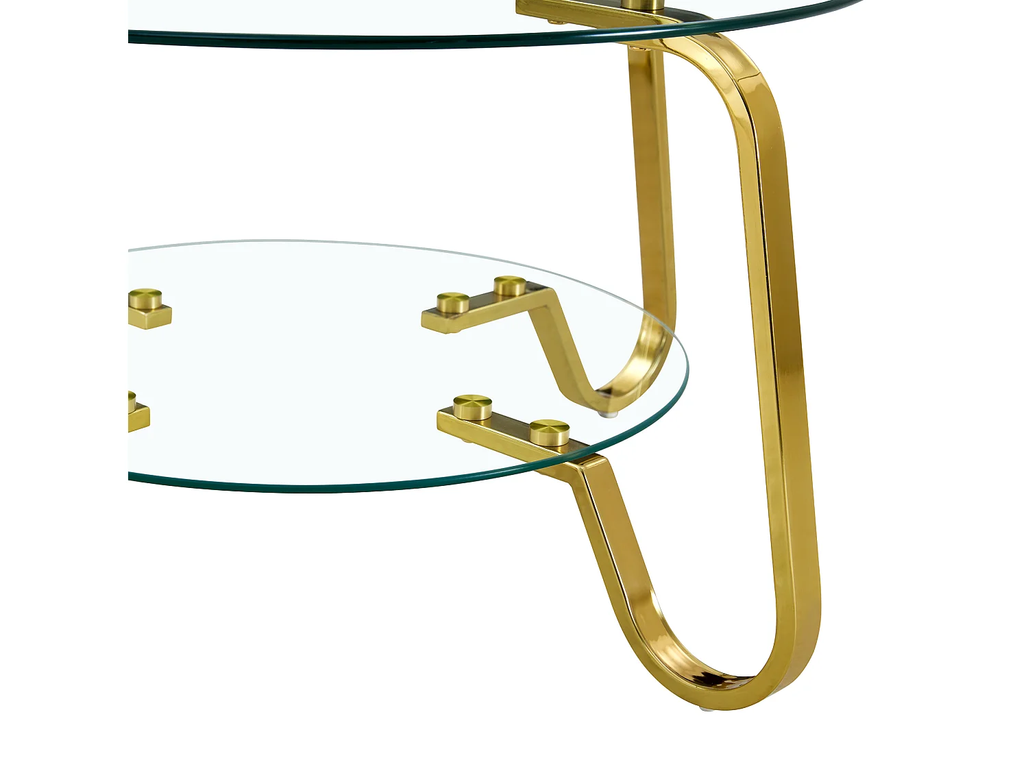 Table basse avec double plateau en verre métal doré