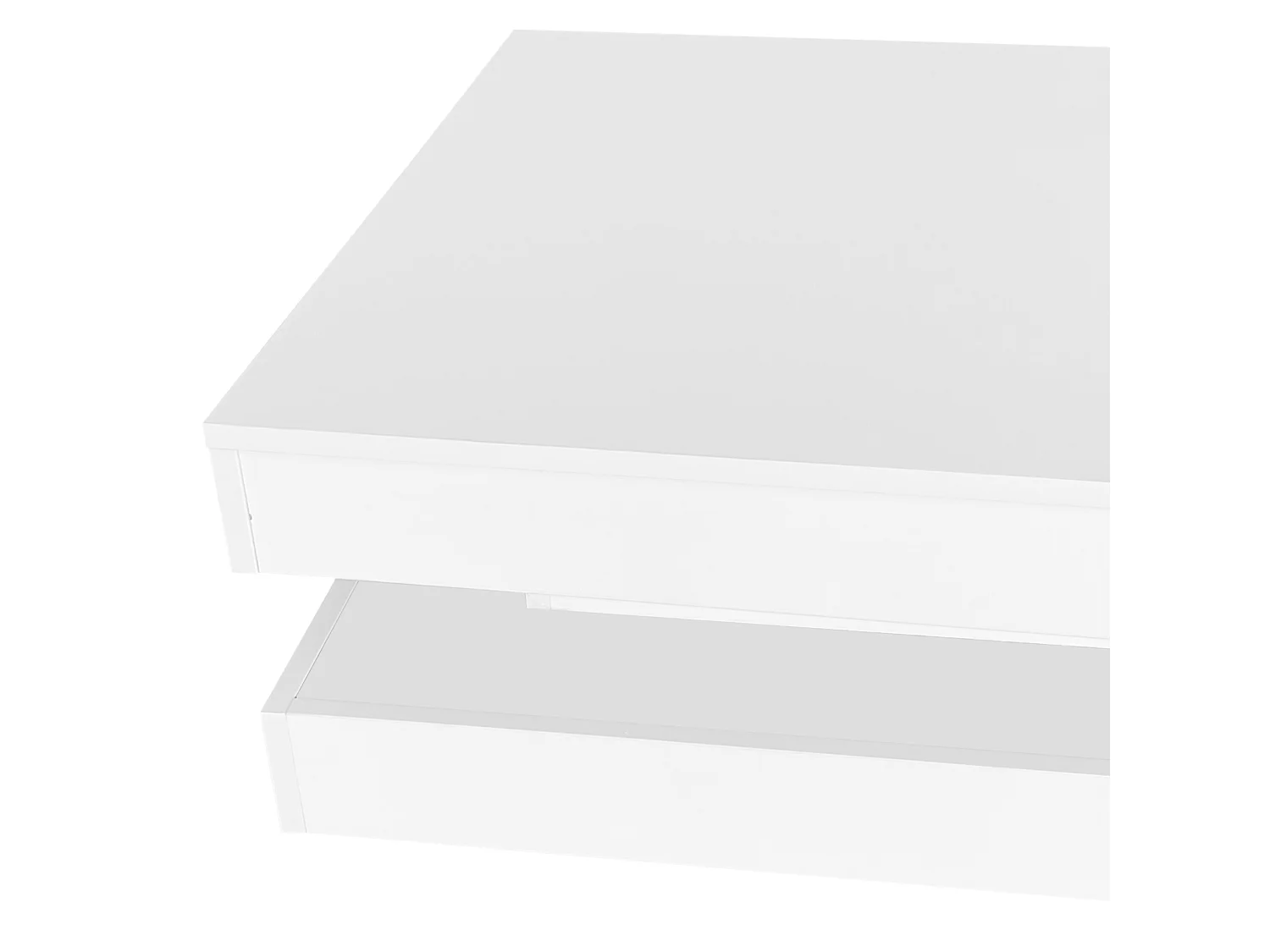 Table basse 70/70/36 cm avec plateau pivotant et éclairage LED Panneau de particules blanc